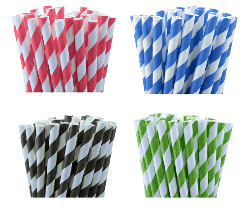 1000 Pack Biodegradable Blue & White Paper Drinking Straws - Eco-Friendly, Bulk Wholesale for Birthday Parties, Events, Bistros, Bars, Cafes & Takeaway - Perfect for Smoothies, Cocktails & Cold Beverages