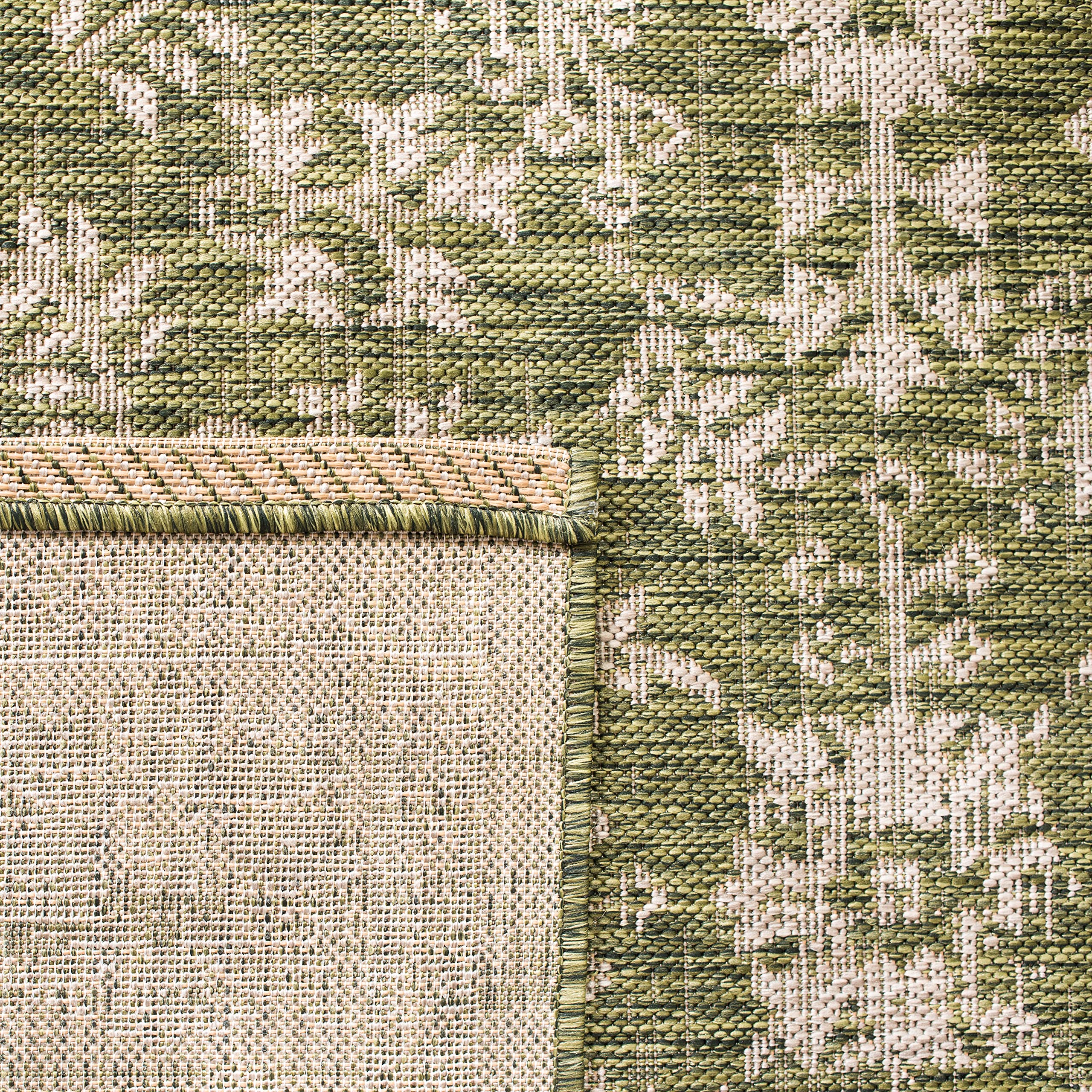SAFAVIEH Courtyard Collection CY8678 Indoor Outdoor Rug 9' x 12' - Non-Shedding, Easy Clean, Weather Resistant - Perfect for Patio, Backyard, Porch, Deck & Mudroom - Green & Beige Boho Chic Design for Home Decor