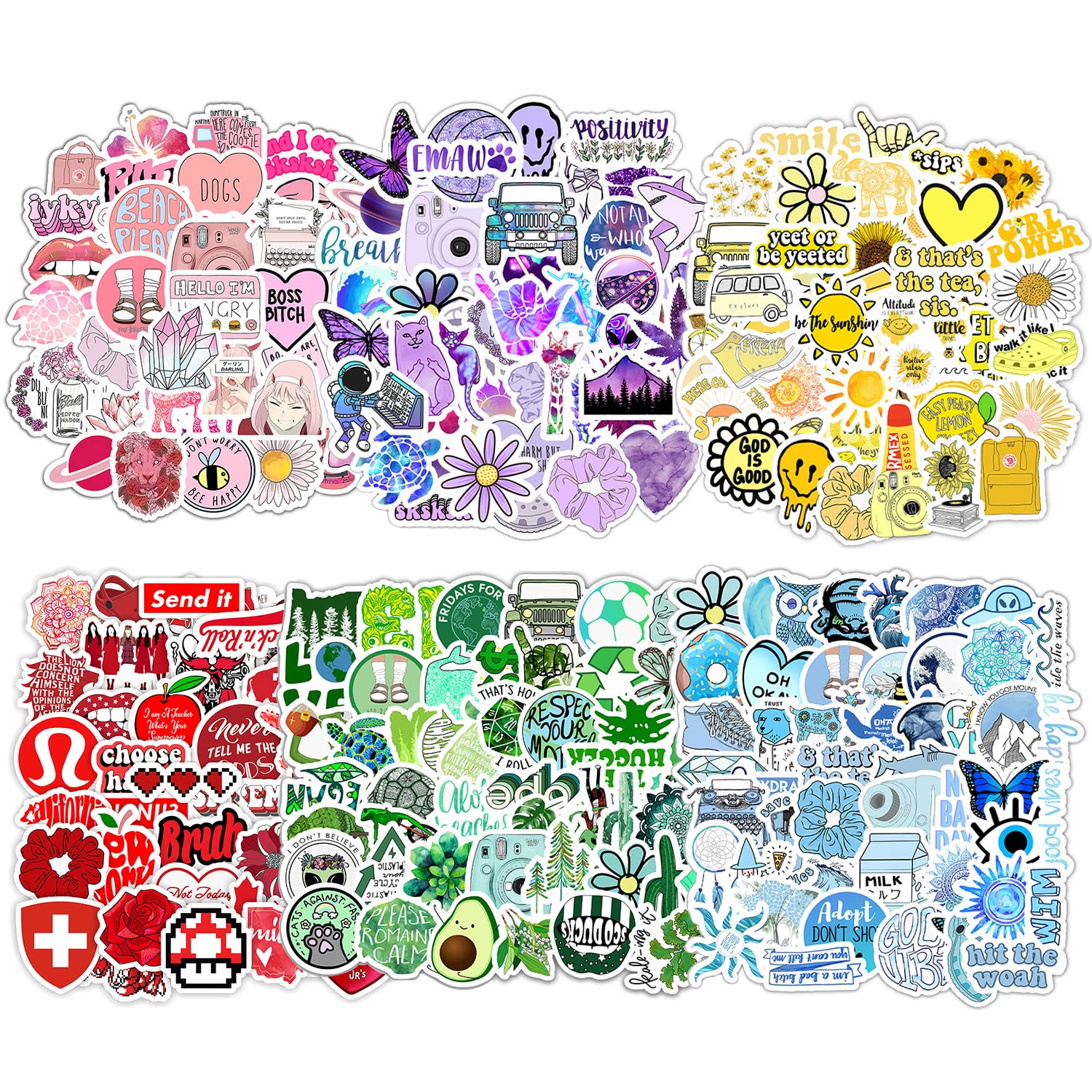 300 Pcs Cute Aesthetic Stickers Set - Cartoon Kids Decorative Stickers for Luggage, Laptop, Water Bottle, Fridge, Desk & Skateboard - Perfect for DIY Crafts, Scrapbooking, School Supplies & Home Decor