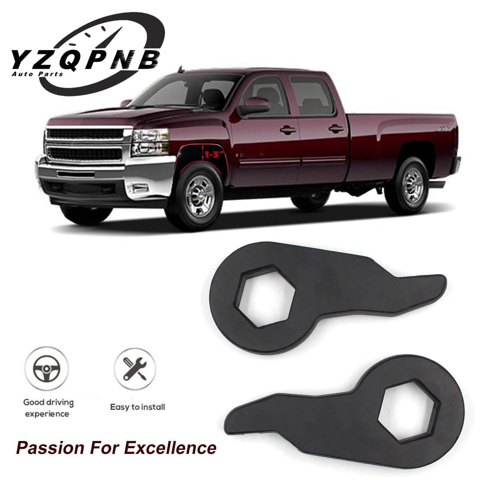 3 Inch Leveling Lift Kit with Shock Extender Brackets for 1999-2007 Chevy Silverado 1500, Tahoe, Avalanche & GMC Sierra, Yukon 4WD - Torsion Bar Keys - Perfect for Off-Roading & Truck Leveling