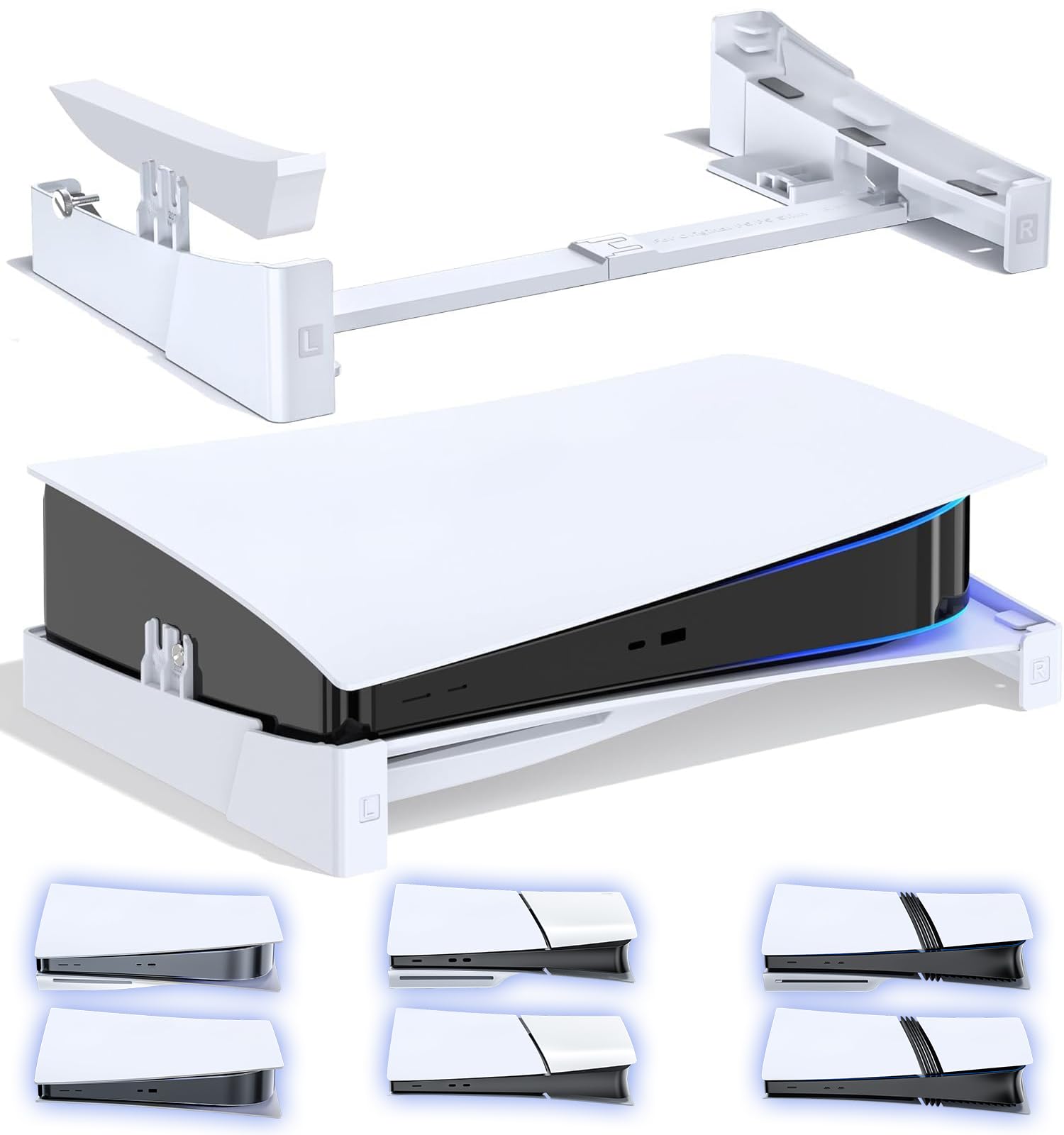 OIVO PS5 Horizontal Stand for PlayStation 5 Slim/Pro Console - Stable Base Stand with Upgraded Support Rods & Scalable Design for Disc & Digital Editions | Perfect for Gaming Setup, Living Room Entertainment & Console Protection