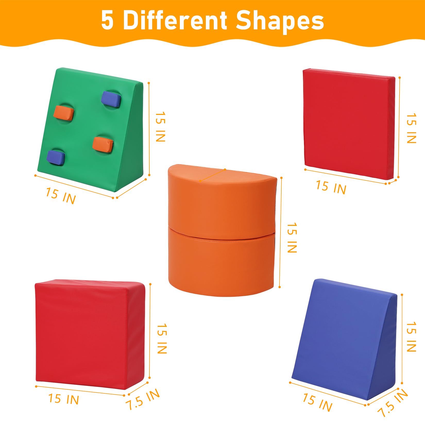 GAOMON Soft Foam Climbing Blocks for Toddlers 1-5 Years - 5PCS Indoor Play Set for Climbing, Crawling & Sliding - Safe Toddler Gym Equipment for Daycare, Preschool & Home Playroom (Non-Slip, Washable)