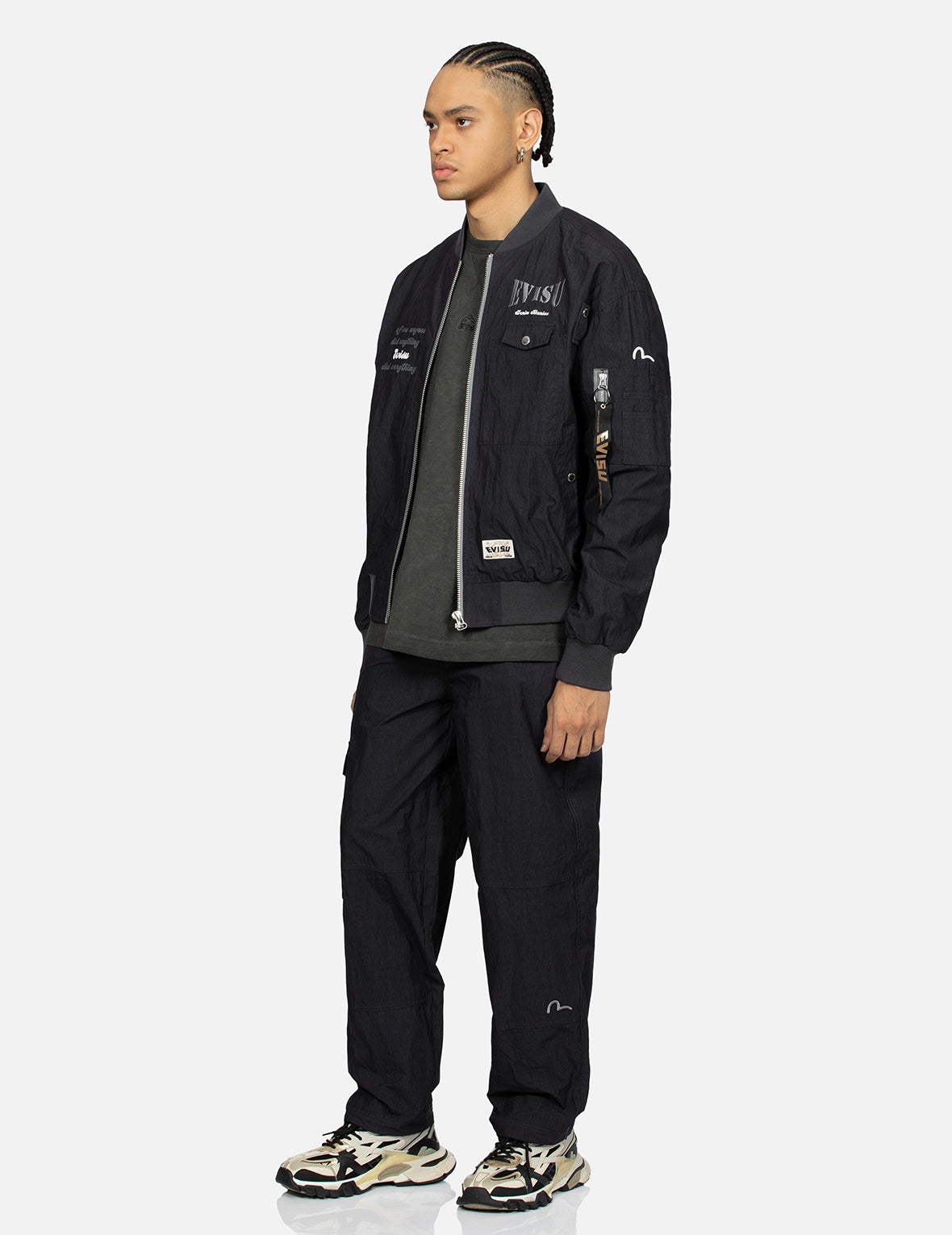Custom Print & Embroidery Loose Fit Bomber Jacket for Men & Women | Multi-Brand Design | Streetwear & Casual Style | Perfect for Urban Fashion, Hip Hop Wear & Everyday Outfits
