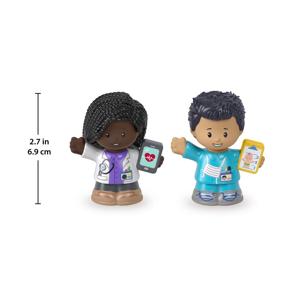 F-Price Doctor and Nurse Toy Figure Pack - Story Starter Figure Set (HBW65) - Purple, White, Blue, Gray - Perfect for Role Play, Storytelling & Educational Activities