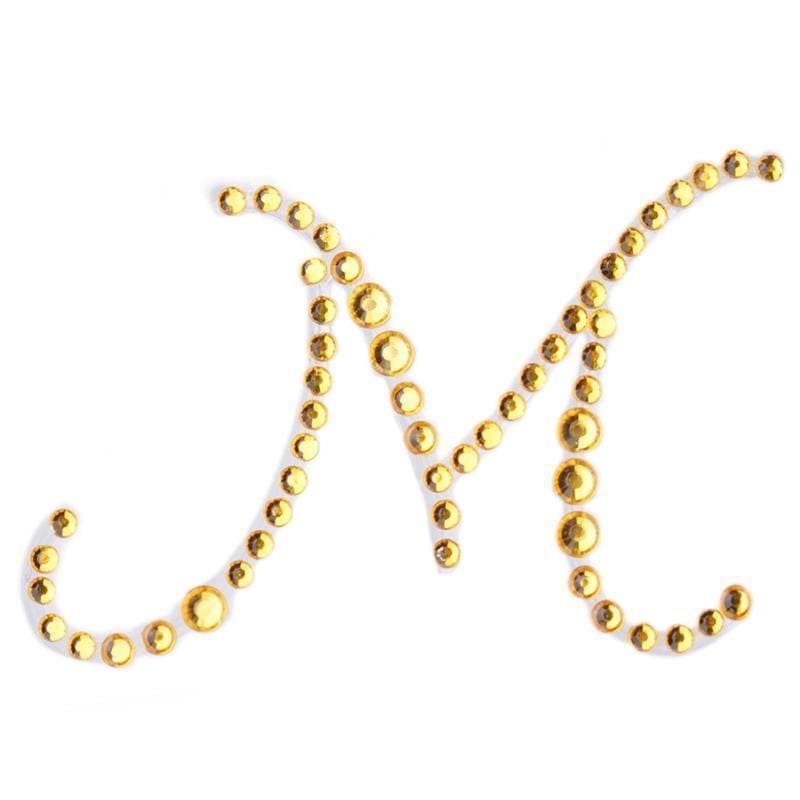 12-Piece Gold Letter Rhinestones Gem Stickers for DIY Crafts, Scrapbooking, and Nail Art - Perfect for Home Decor, Wedding Invitations, and Party Decorations
