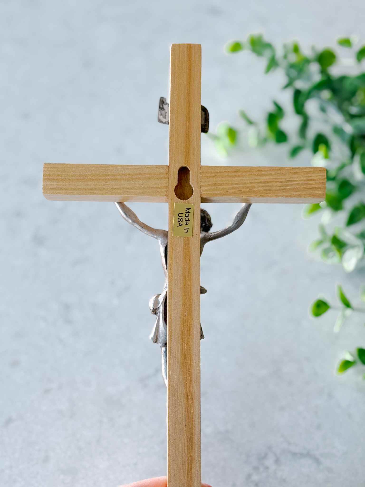 Handmade Oak Wood Crucifix - Religious Cross for Home Decor, Church, and Prayer - Perfect for Wall Mounting and Spiritual Gifts