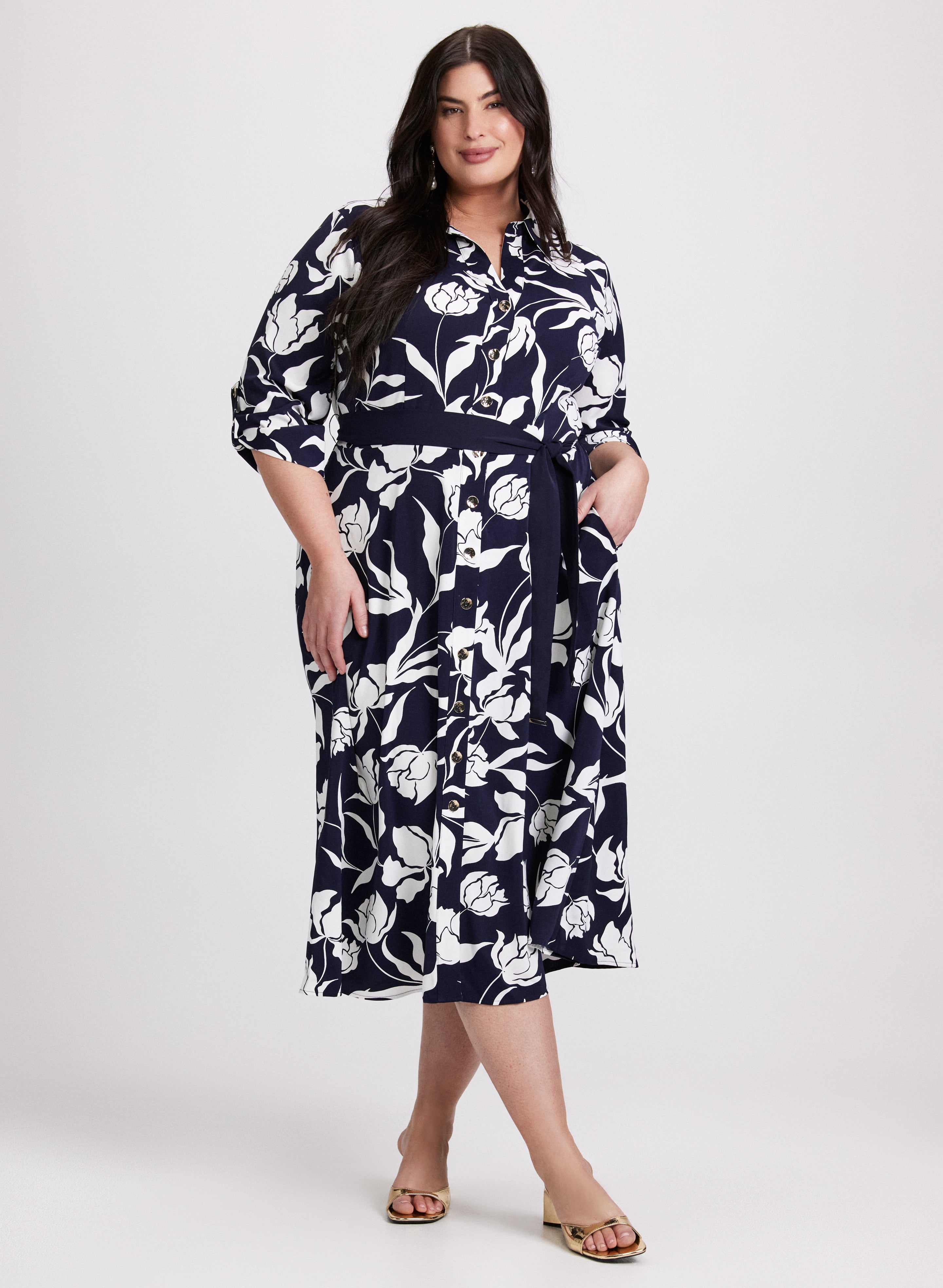 Floral Print Midi Dress for Women - Summer Boho Flowy Dress with Pockets - Perfect for Beach Vacation, Date Night & Outdoor Parties