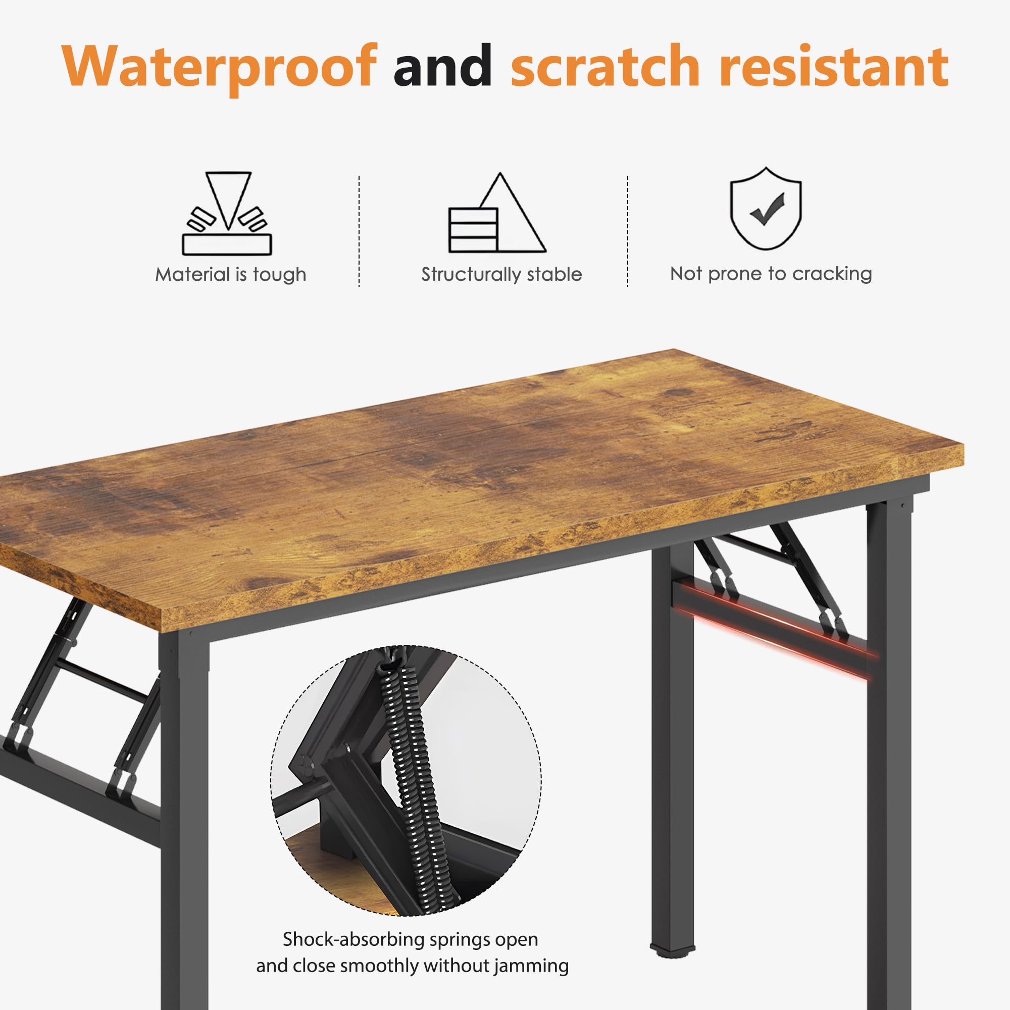 DlandHome 31.5 Inch Folding Computer Desk - Compact Writing Desk for Home Office, Small Spaces | No Assembly Required Retro Design | Perfect for Dorm Rooms, Apartments & Workspaces