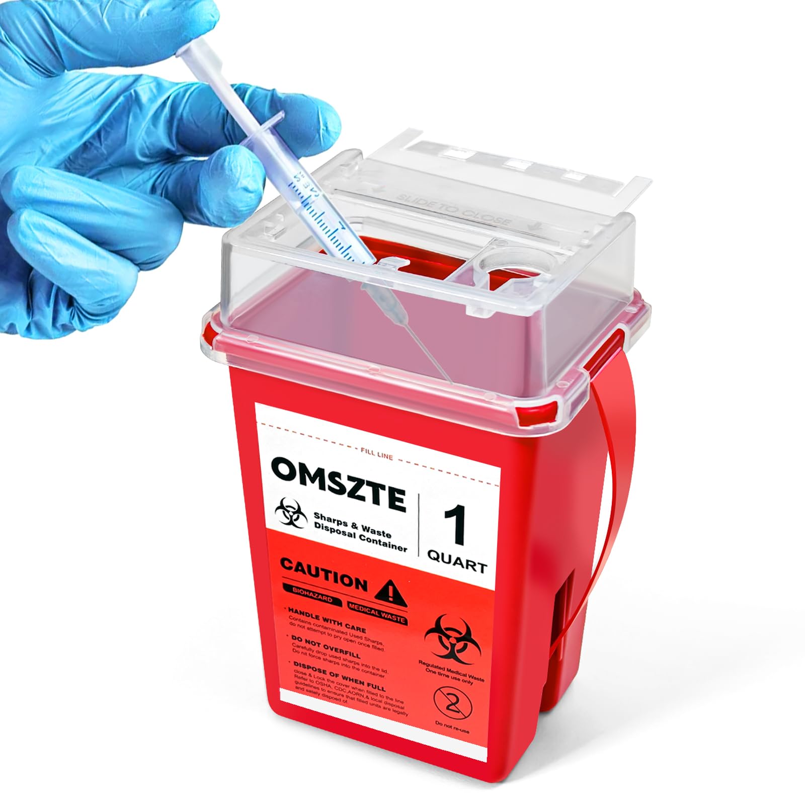 1 Quart Sharps Container for Home & Travel - Safe Needle Disposal, Biohazard Waste Container for Syringes & Medical Waste - Portable & Leak-Proof (1 Pack) - Ideal for Diabetics, Tattoo Artists & Healthcare Professionals