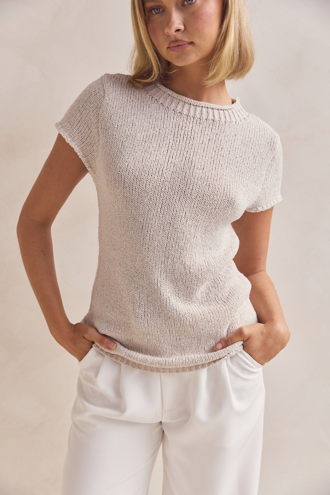 Jolie Knit Top for Women - Soft & Comfortable Sand Color Casual Blouse | Perfect for Everyday Wear, Office & Outings