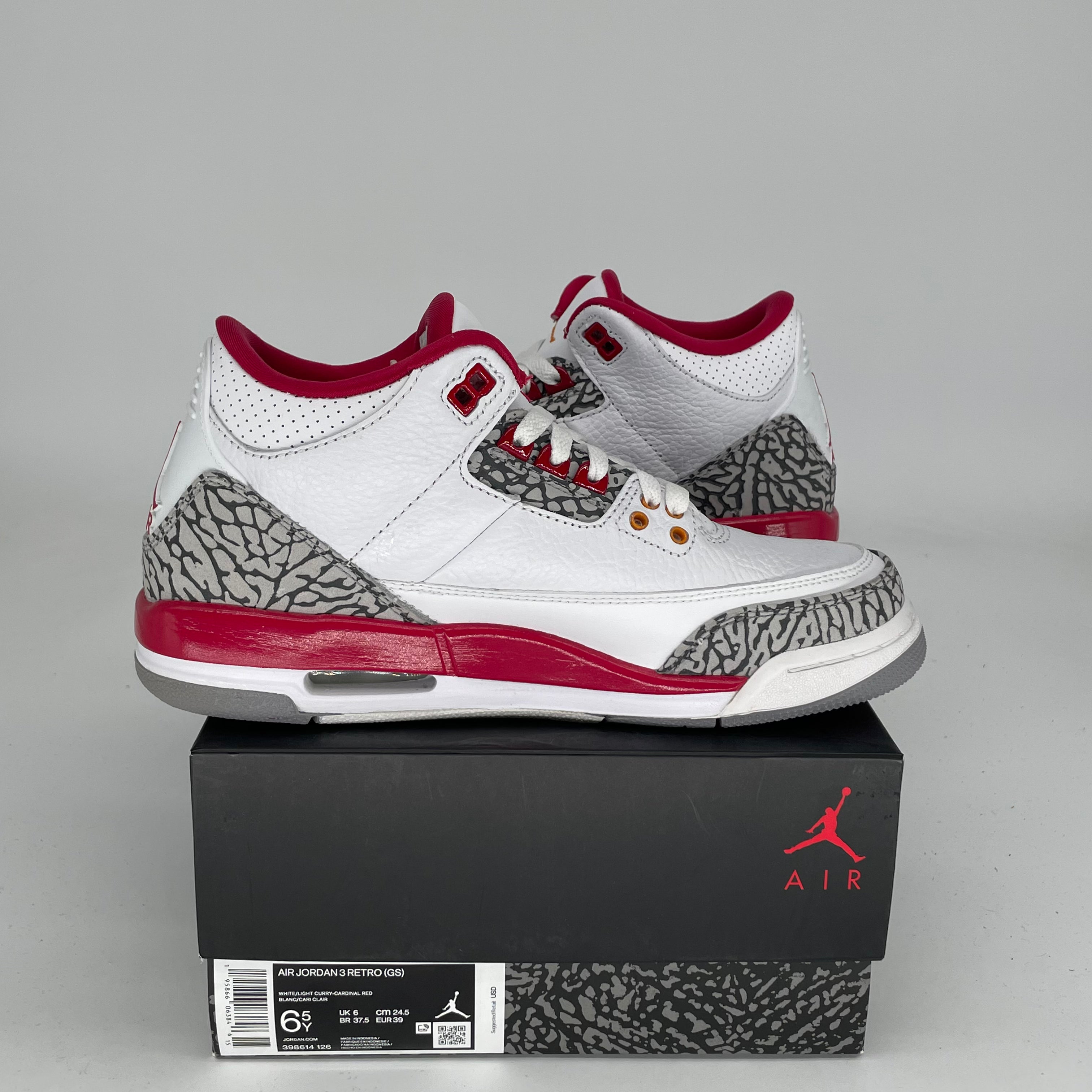 AIR JORDAN 3 CARDINAL Men's Basketball Shoes Size 6.5Y (398614-126) - Retro Sneakers for Running, Gym & Casual Wear