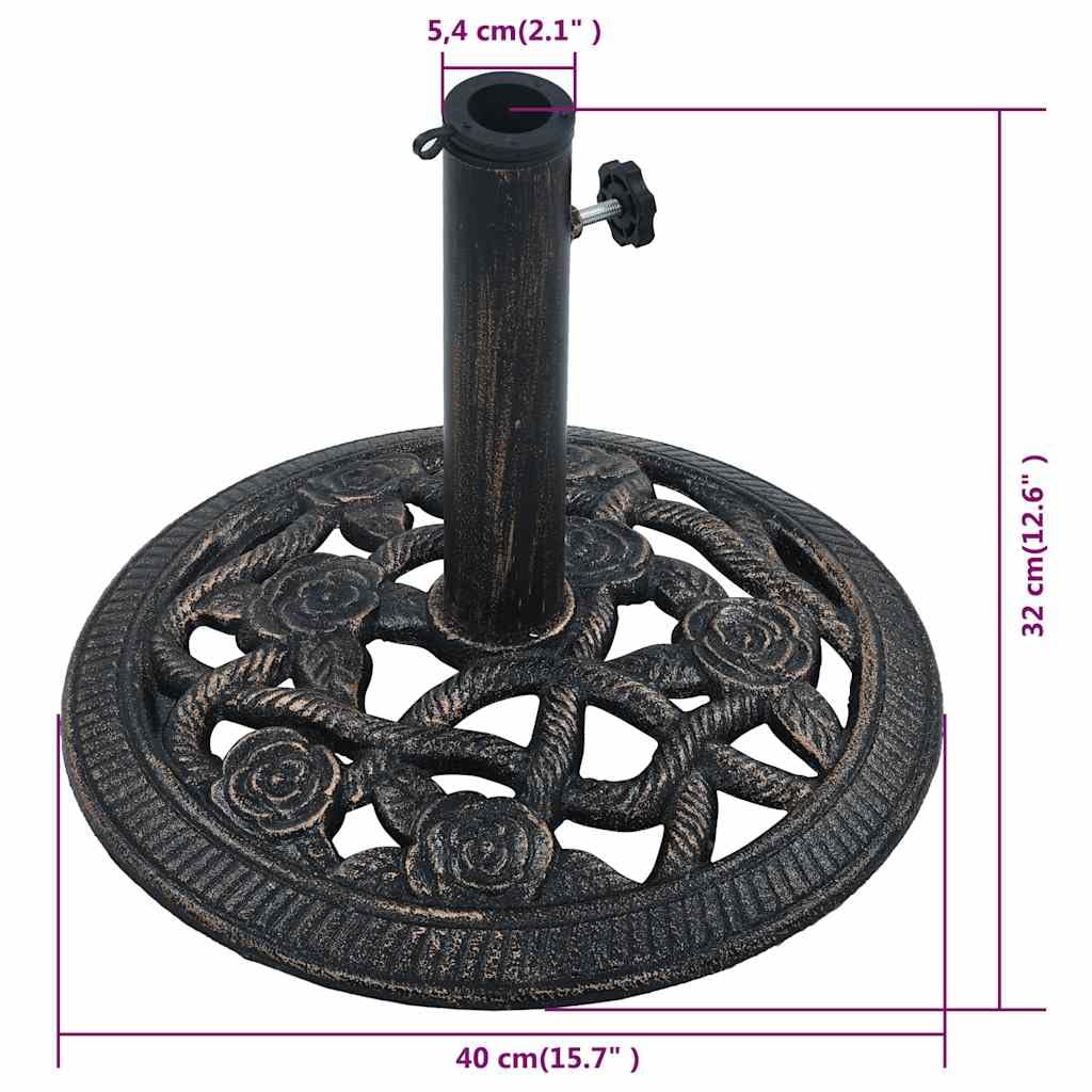 Heavy Duty Bronze Umbrella Base - 19.8 lb Cast Iron Weight for Patio, Garden & Outdoor Stability (15.7
