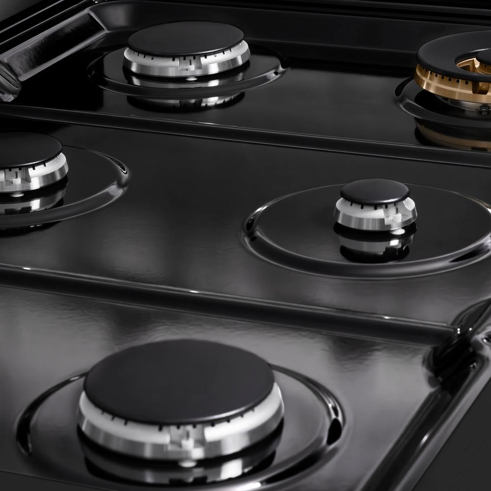 ZLINE 36 Inch Black Stainless Steel 6-Burner Gas Rangetop with Porcelain Cooktop - Professional Grade Stove for Home Kitchen, Restaurant Style Cooking, and Gourmet Meal Preparation (Model SRTB 36)