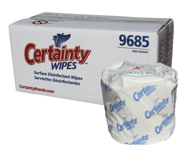 Certainty Fitness Wipes - 1000 Count per Roll, 2 Rolls per Case - Disinfecting Gym Equipment Wipes for Home & Commercial Use
