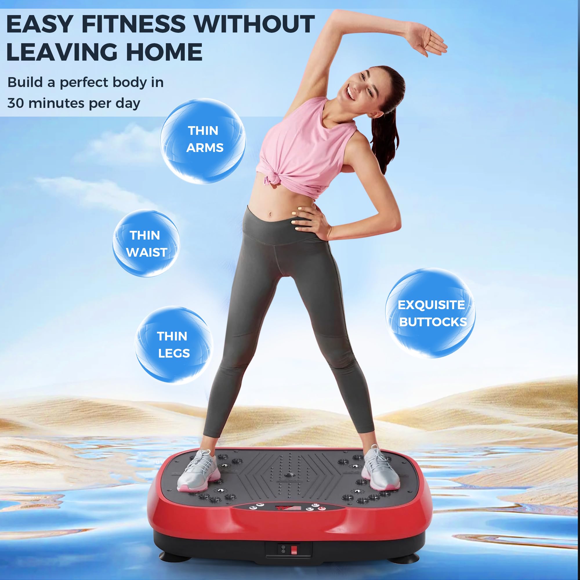 WANKO Vibration Plate Exercise Machine with 2 Pull Ropes - Whole Body Workout Platform for Lymphatic Drainage, Weight Loss & Muscle Recovery - Home Gym Equipment for Men & Women - Perfect for Toning, Wellness & Post-Workout Recovery