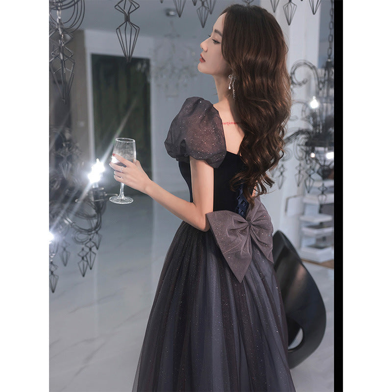 Elegant A-Line Long Prom Dress with Sweet Bow Tie - Formal Evening Gown for Women - Perfect for Homecoming, Prom Night & Special Occasions