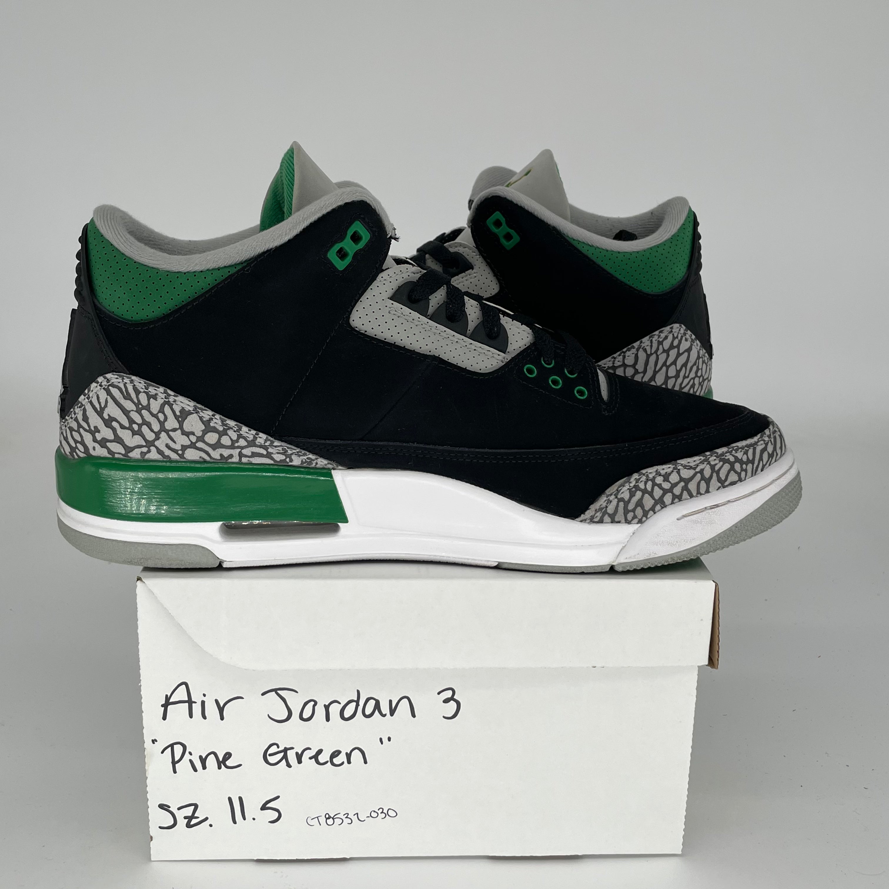 AIR JORDAN 3 Retro Pine Green Men's Basketball Shoes Size 11.5 - Style CT8532-030 | Authentic Sneakers for Casual Wear, Sports & Street Fashion
