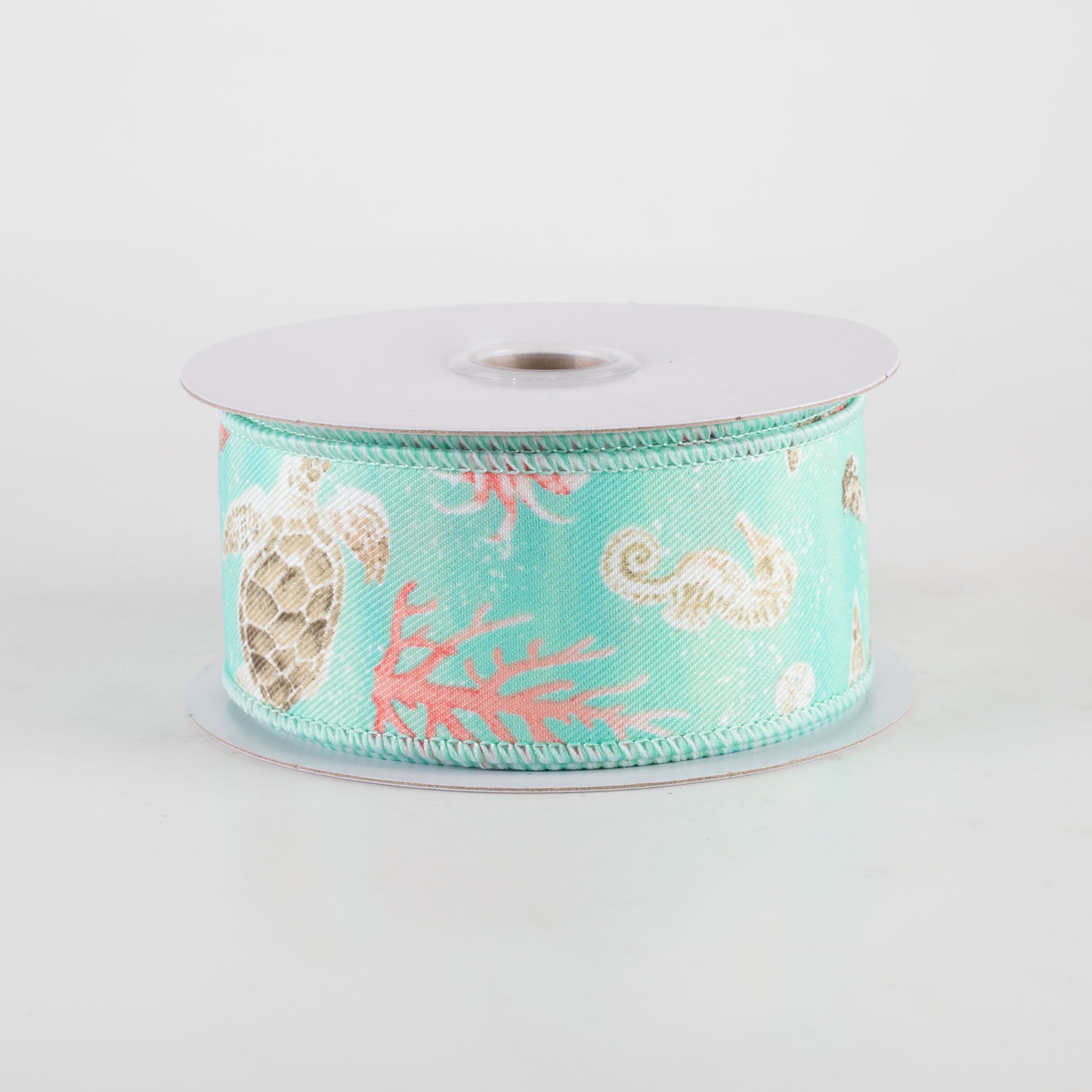 1.5 Inch Coastal Ocean Life Ribbon - Seafoam Blue Green Decorative Ribbon (10 Yards) for Gift Wrapping, Scrapbooking, and DIY Crafts