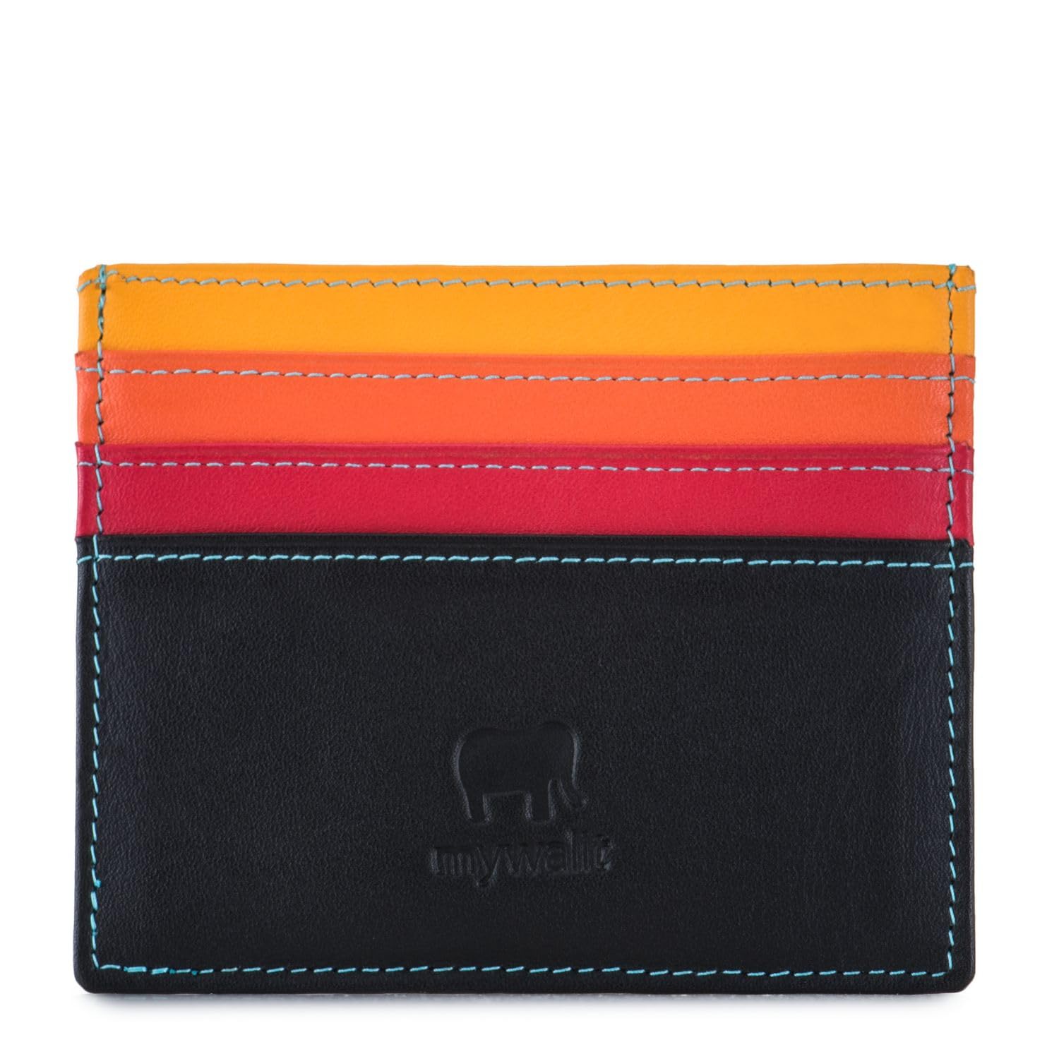 Premium Mywalit Multi-Color Genuine Leather Credit Card Holder - Slim RFID Blocking Wallet with 3 Card Slots & ID Window | Perfect for Travel, Business & Everyday Use