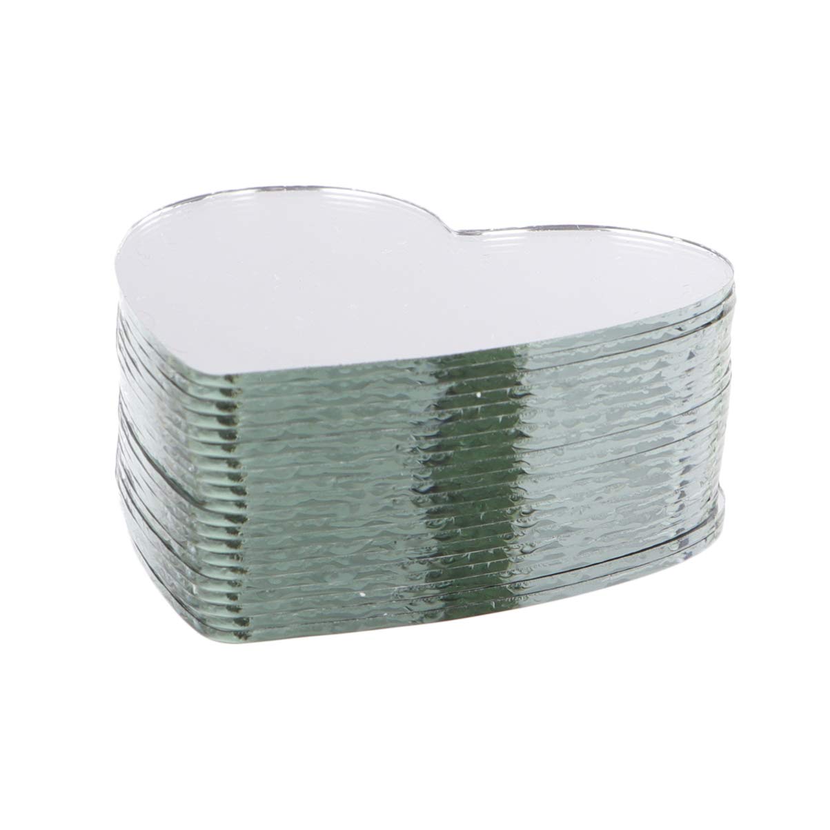 Healifty Round Craft Mirror 20 Pcs - Glass Mirror Tiles, Heart Shaped Mini Mirrors for DIY Arts & Crafts, Home Decor, Scrapbooking, and Mosaic Projects