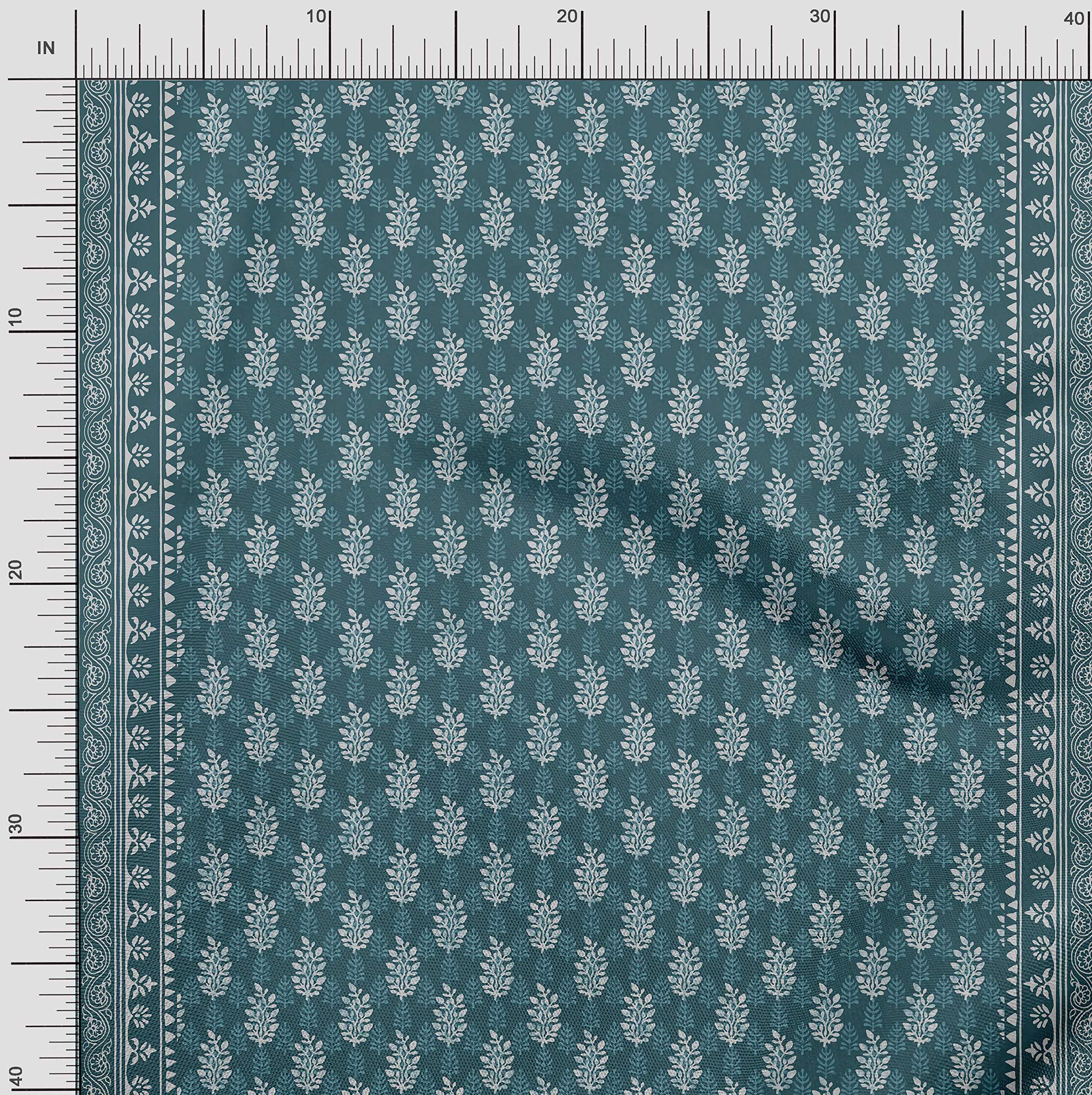 Soimoi Moss Georgette Brown Fabric by The Yard - 42 Inch Wide Leaves Panel Printed Fabric for Dresses, Curtains & Home Decor - Nature Inspired Serene Design