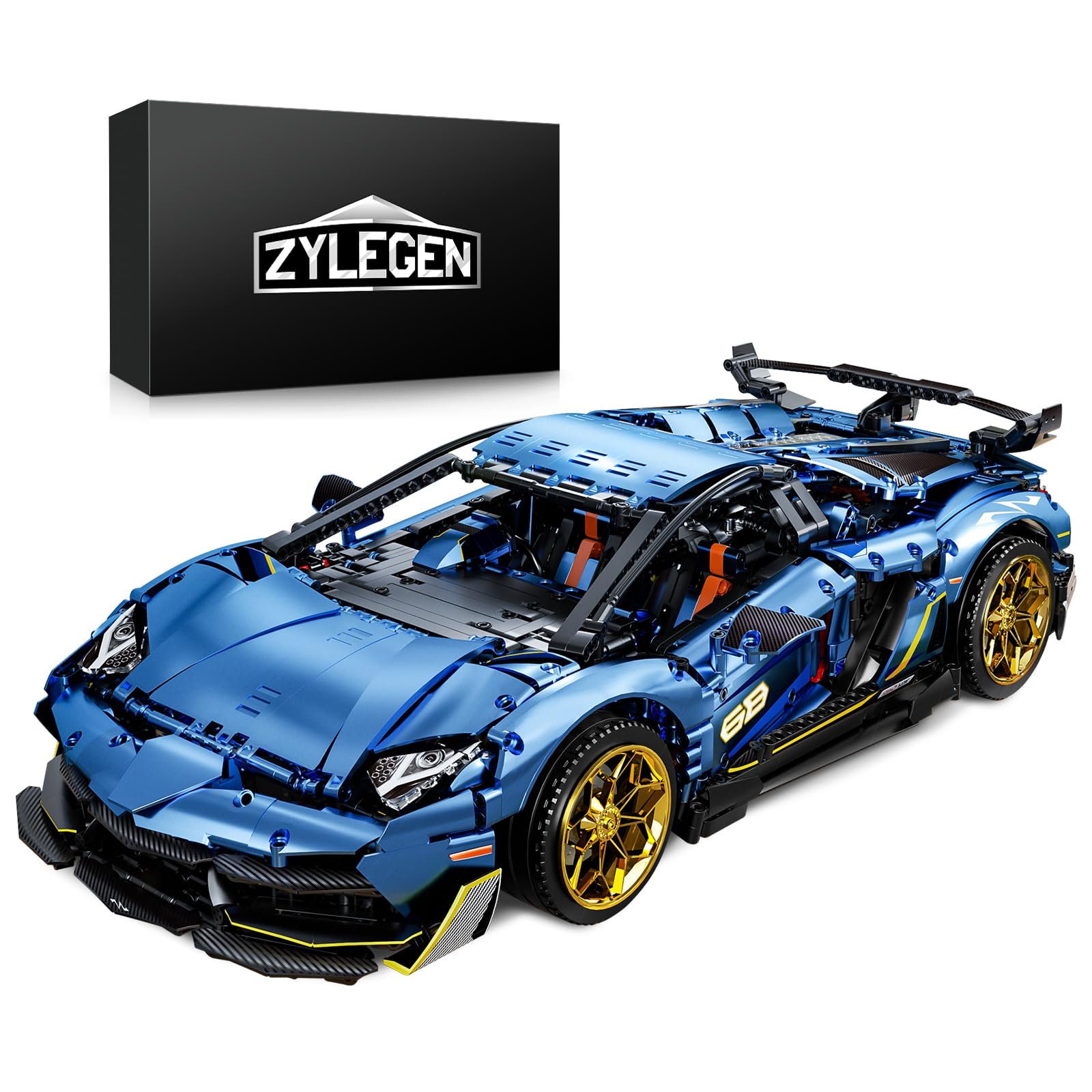ZYLEGEN 1:8 Scale Lamborghini Race Car Building Set - 3,811Pcs Hypercar Model Engineering Toy for Adults & Teens, Collectible Sports Car Building Blocks Kit for Motorsport Fans - Perfect for Display, Gifts & STEM Learning