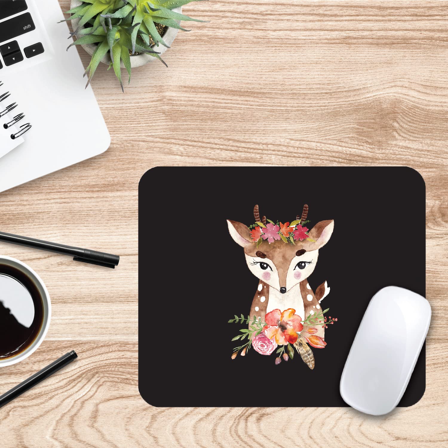 OTM Essentials Artist Series Fabric Mouse Pad - Darling Doe Animals Design, Non-Slip Base for Gaming & Office Use, Perfect Gift for Animal Lovers | Home & Office Workspace Accessory
