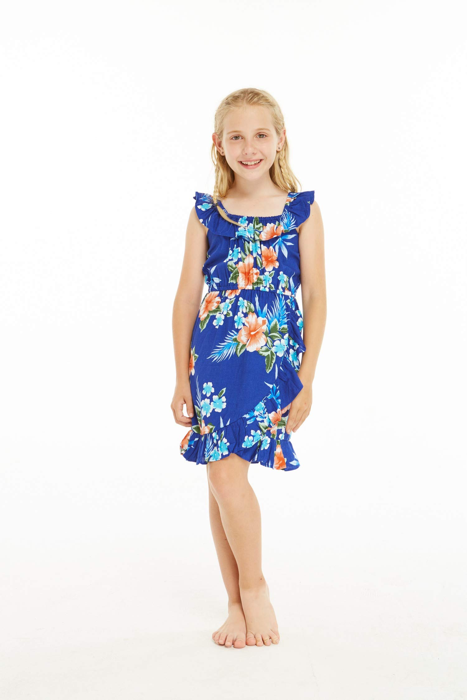 Hawaiian Luau Dress with Ruffle Wrap for Girls - Beach Party & Summer Outfits