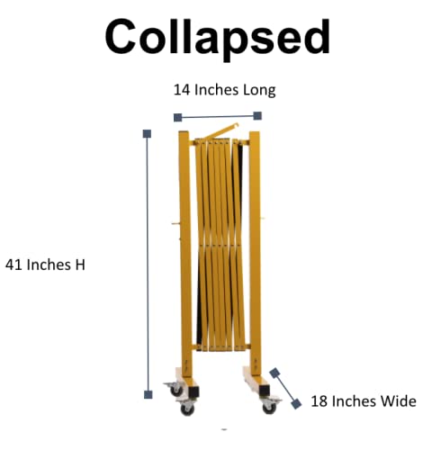 Trafford Industrial Expandable Metal Barricade - 11ft Retractable Safety Fence Gate in Yellow & Magenta | Heavy-Duty Crowd Control Barrier for Construction Sites, Events & Parking Lots