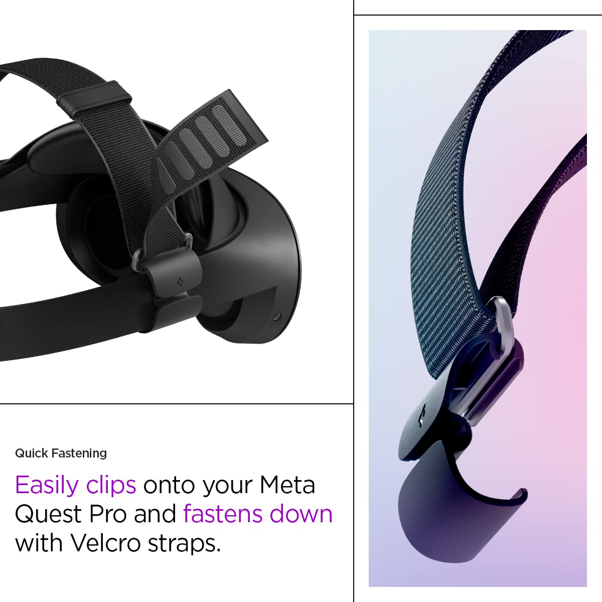 Spigen DR200 Head Strap & Silicone Fit Controller Cover for Meta Quest Pro - Comfortable VR Gaming Accessories for Extended Play Sessions