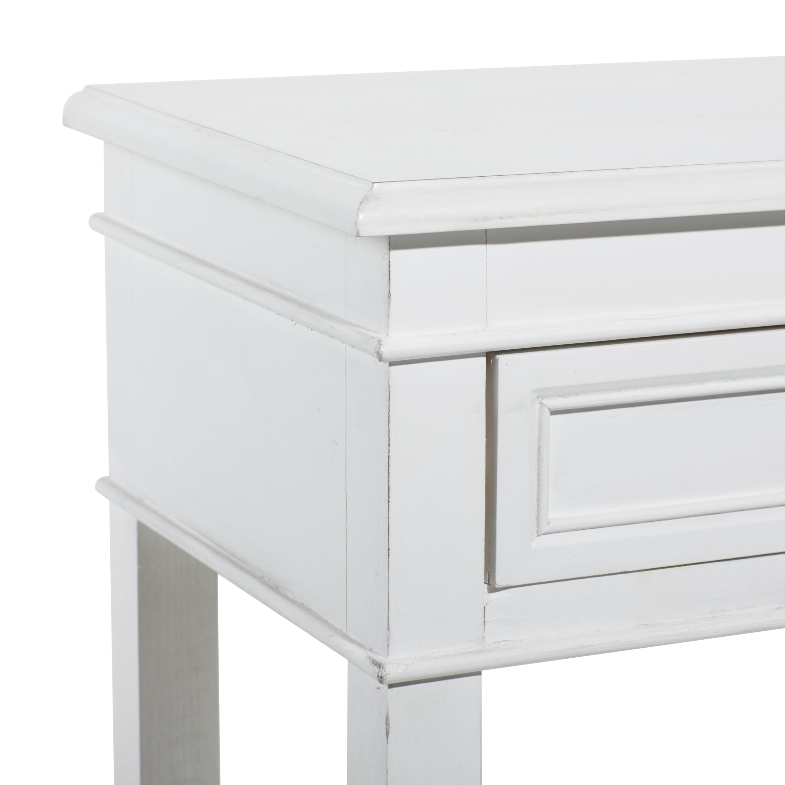 Deco 79 White Wooden End Table with 2 Drawers and 1 Shelf - 16