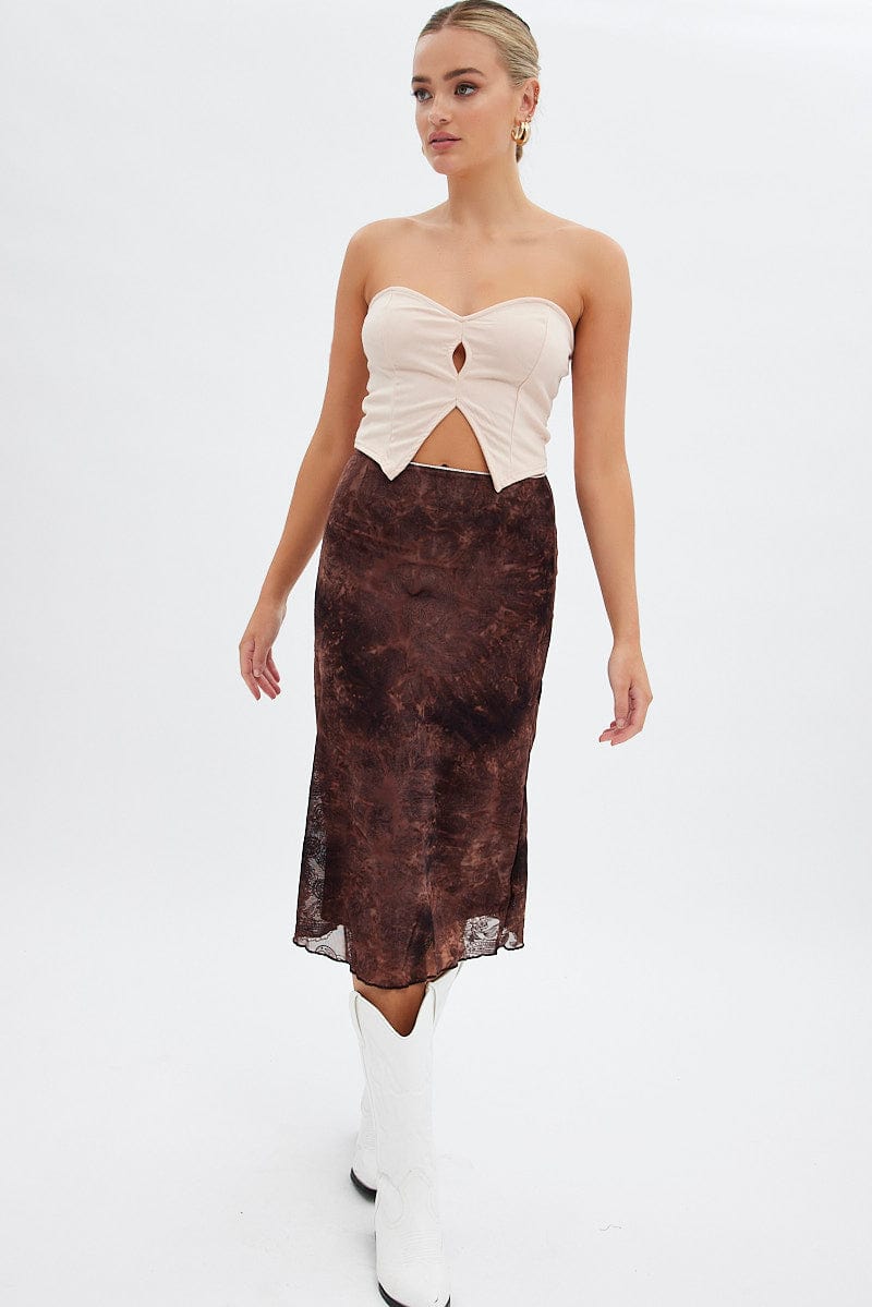 Beige Keyhole Bandeau Sweetheart Neckline Top for Women | Summer Beachwear & Festival Outfit