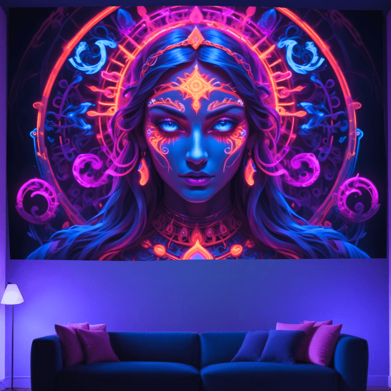 Gateway to Infinity Official Glow Tapestry UV Art Decor - Stunning Blacklight Poster for Bedroom, Living Room & Party Decorations