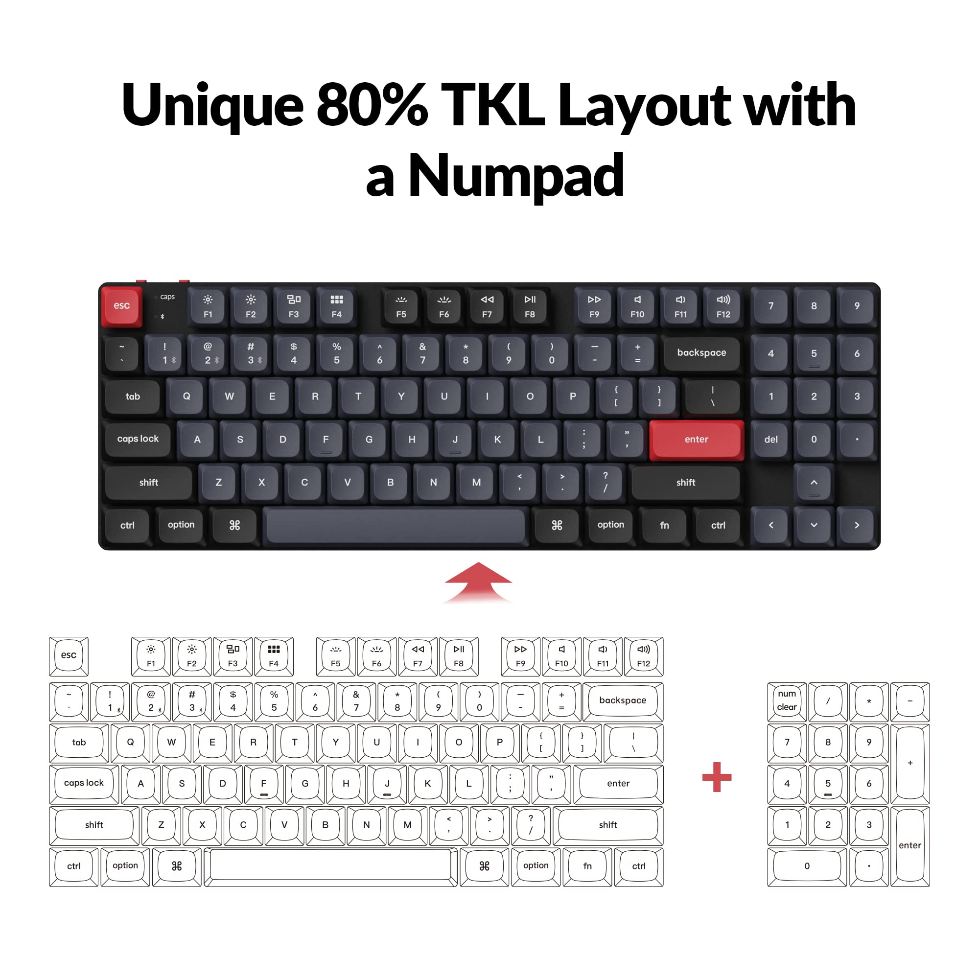 Keychron K13 Pro Ultra-Slim Wireless Mechanical Keyboard - QMK/VIA Programmable, RGB Backlit, Hot-Swappable Low-Profile Gateron Brown Switches, TKL Layout with Numpad - Compatible with Mac, Windows, Linux - Perfect for Office Work, Gaming & Programming
