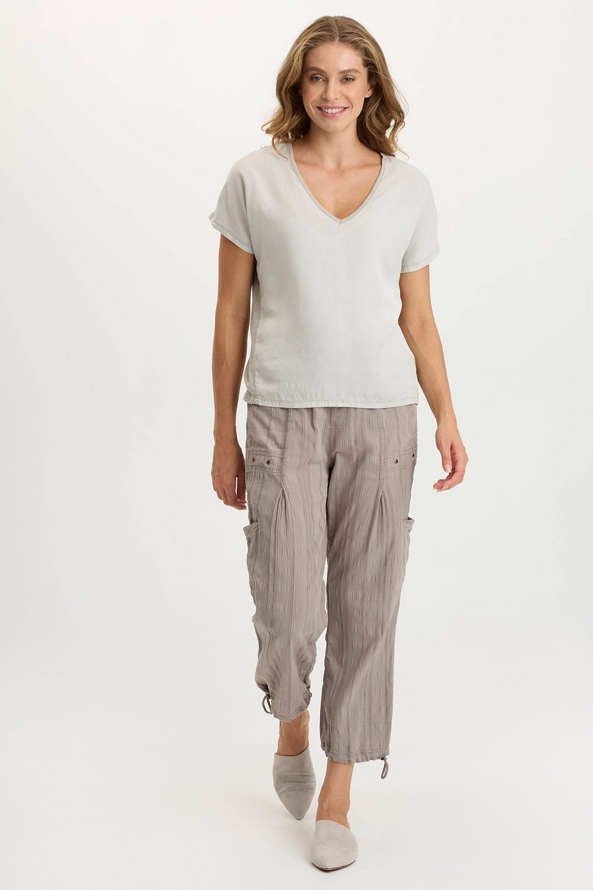Ulysses Oversized V-Neck Top for Women - Soft Twill & Jersey Blend - Loose Fit Casual T-Shirt - Perfect for Layering, Everyday Wear & Relaxing at Home