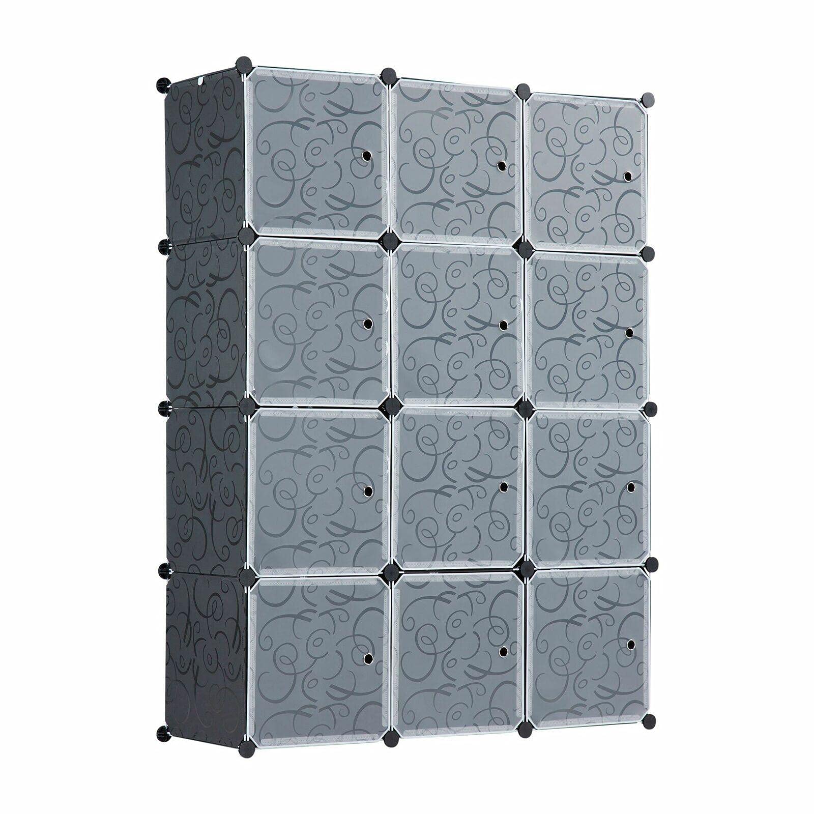 12-Cube Portable Clothes Closet Organizer Rack with Shoe Storage | Space-Saving Wardrobe Solution for Bedroom, Closet & Kids Toy Organization - Perfect for Apartments, Dorms & Small Spaces