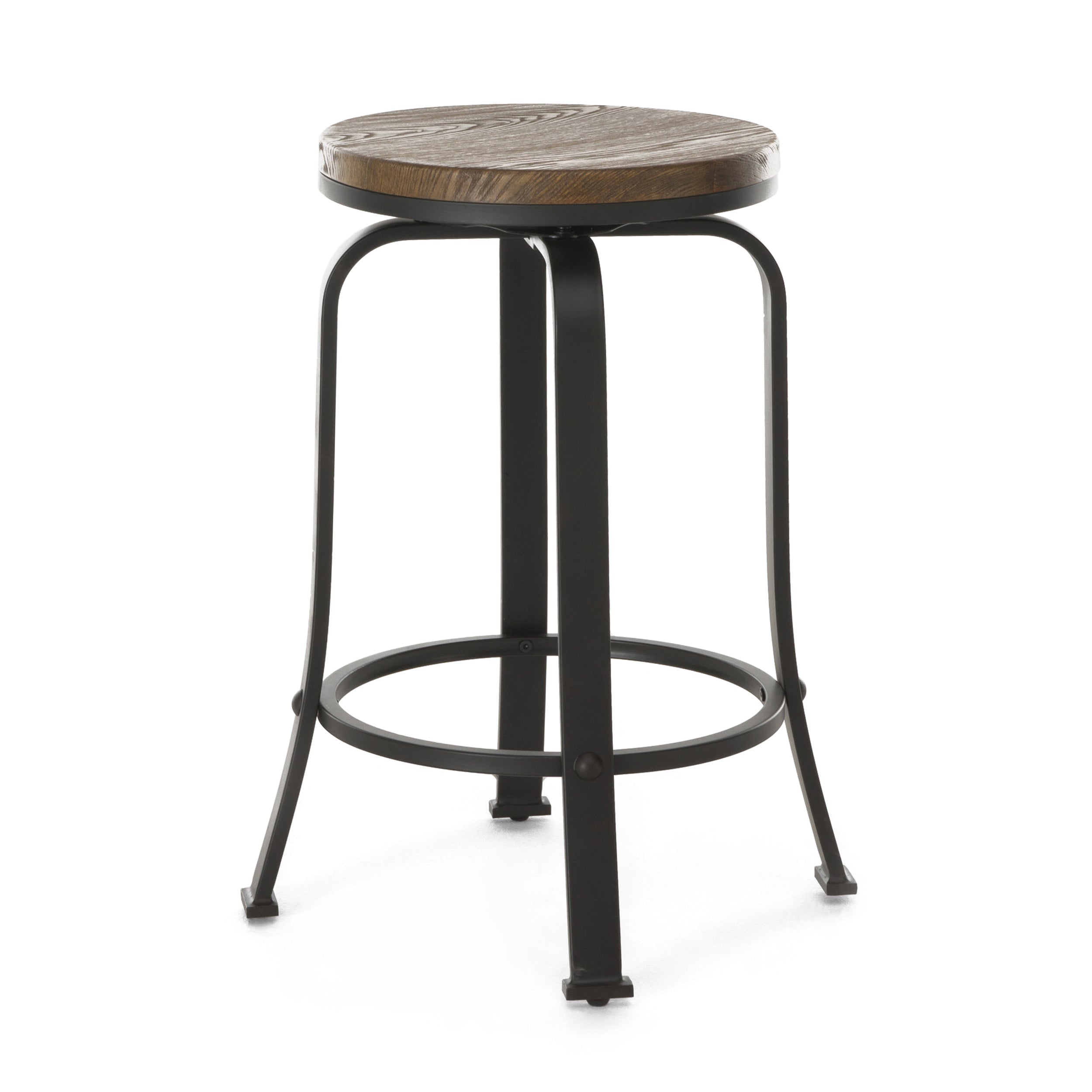 Modern Counter Stools Set of 2 - Adjustable Height Bar Stools for Kitchen Island, Breakfast Bar & Home Decor - Comfortable PU Leather Seat with Metal Base