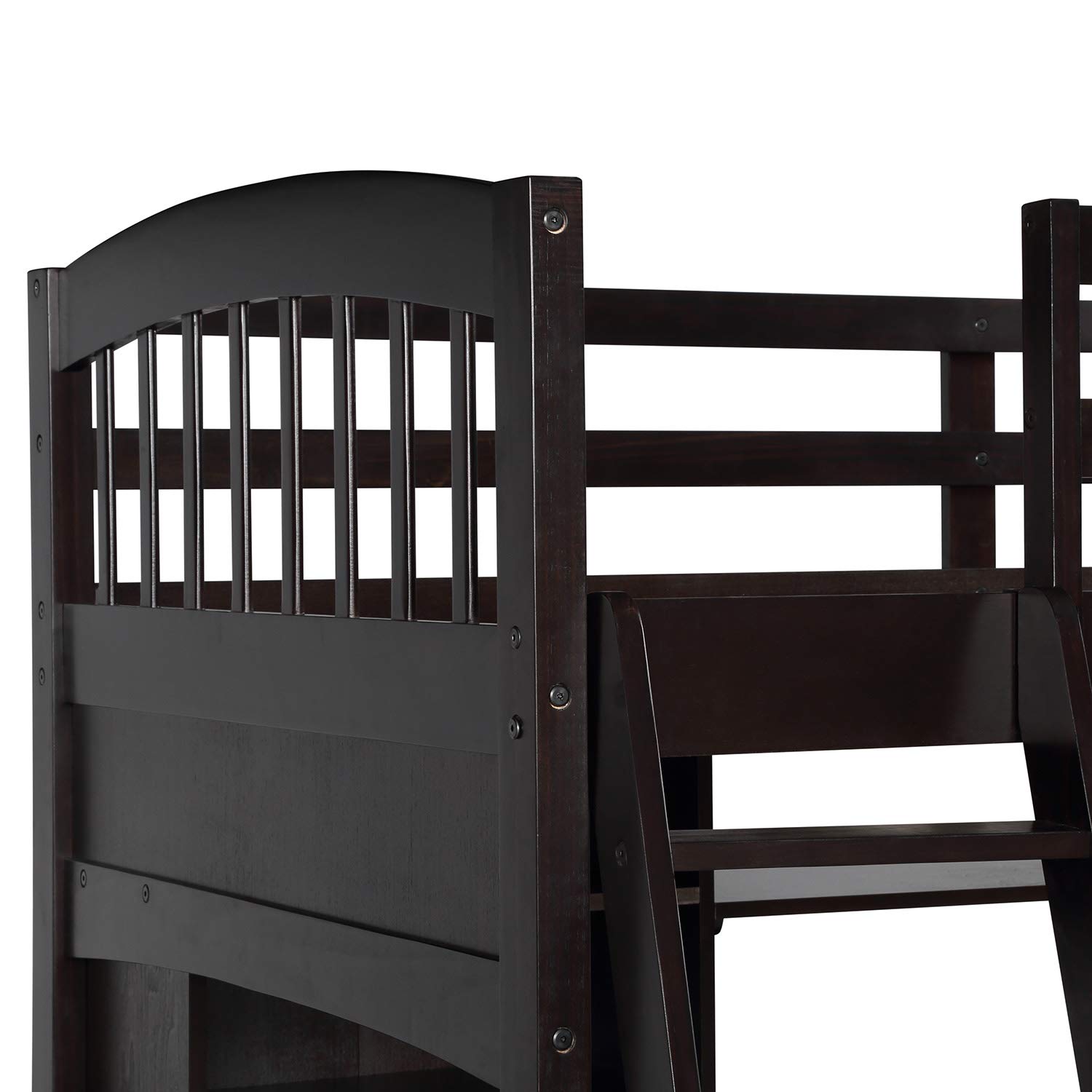 Twin Size Loft Bed with Desk for Kids & Teens - Espresso Finish, Space-Saving Study & Sleep Solution for Small Bedrooms
