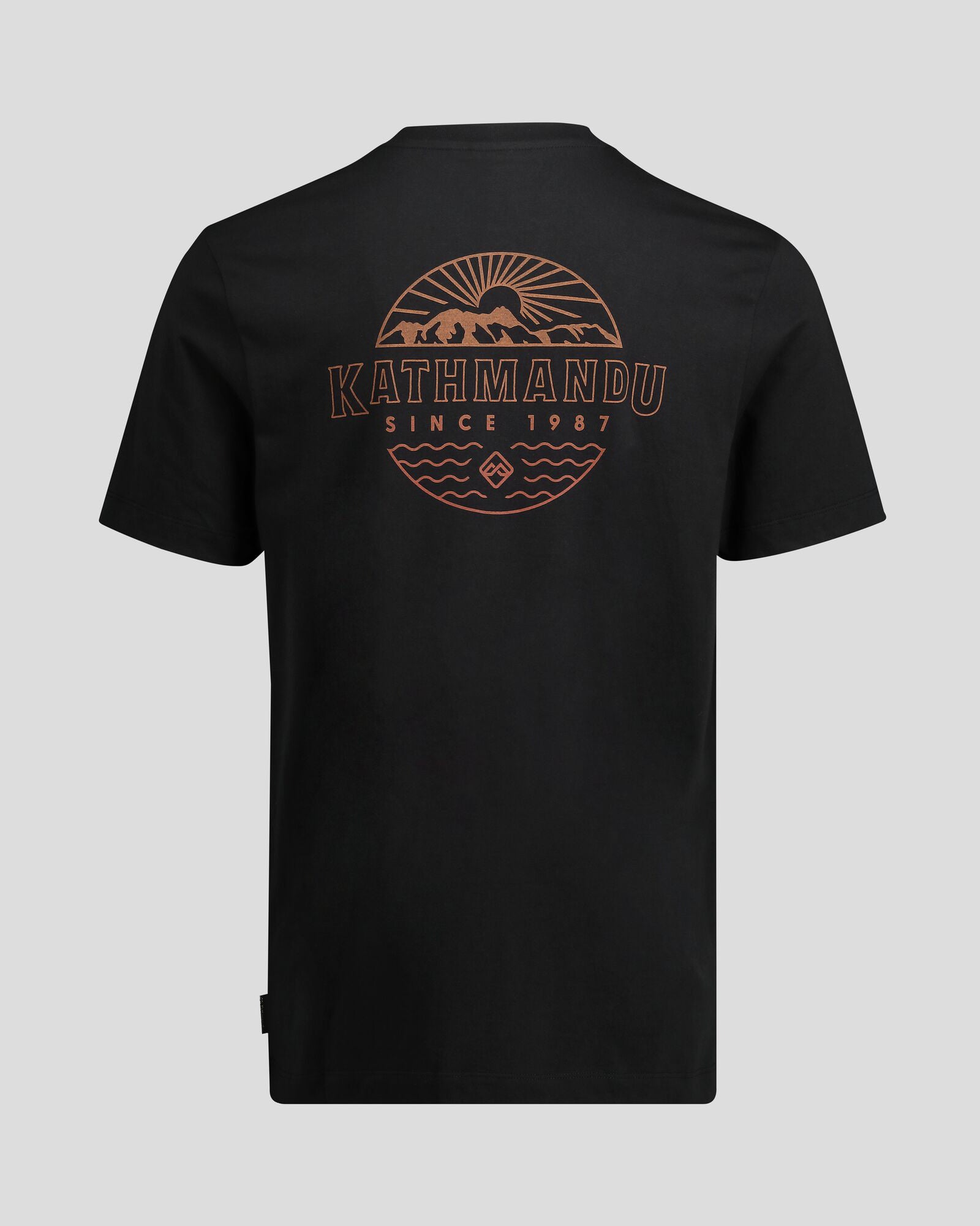 Men's Kathmandu Logo Faded Organic Cotton T-Shirt - Black | Eco-Friendly Casual Wear for Outdoor Adventures & Everyday Comfort