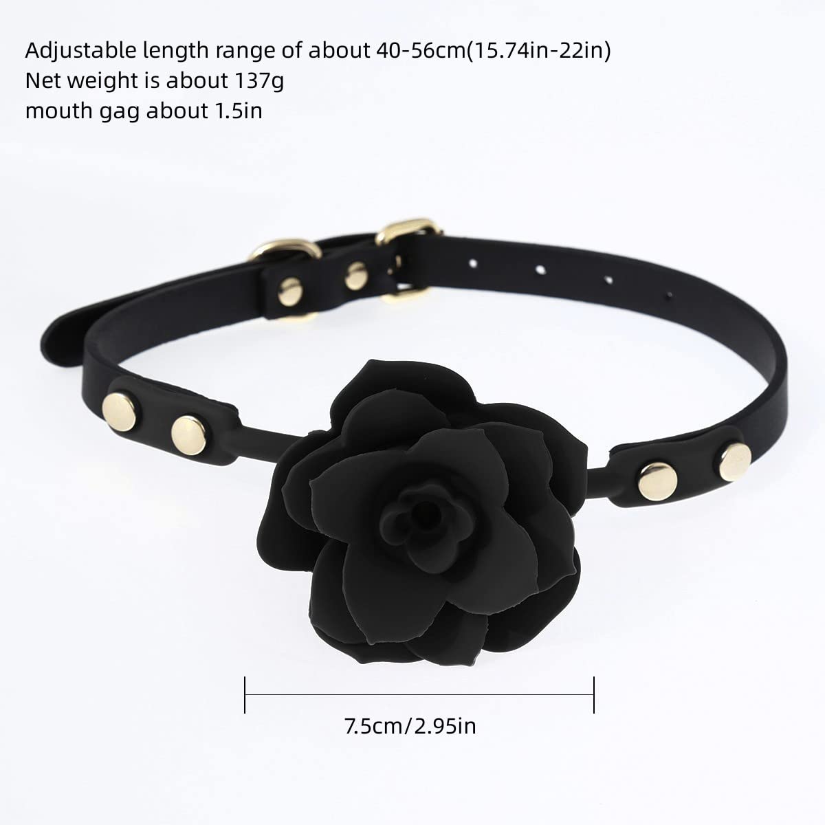 Breathable Rose Ball Gag - BDSM Bondage Gag & Muzzle for Women, Adult Fetish Sex Toys for Couples Role Play, Cosplay, and Sensual Games - Perfect for Spicing Up Your Bedroom or BDSM Scenes (Black)