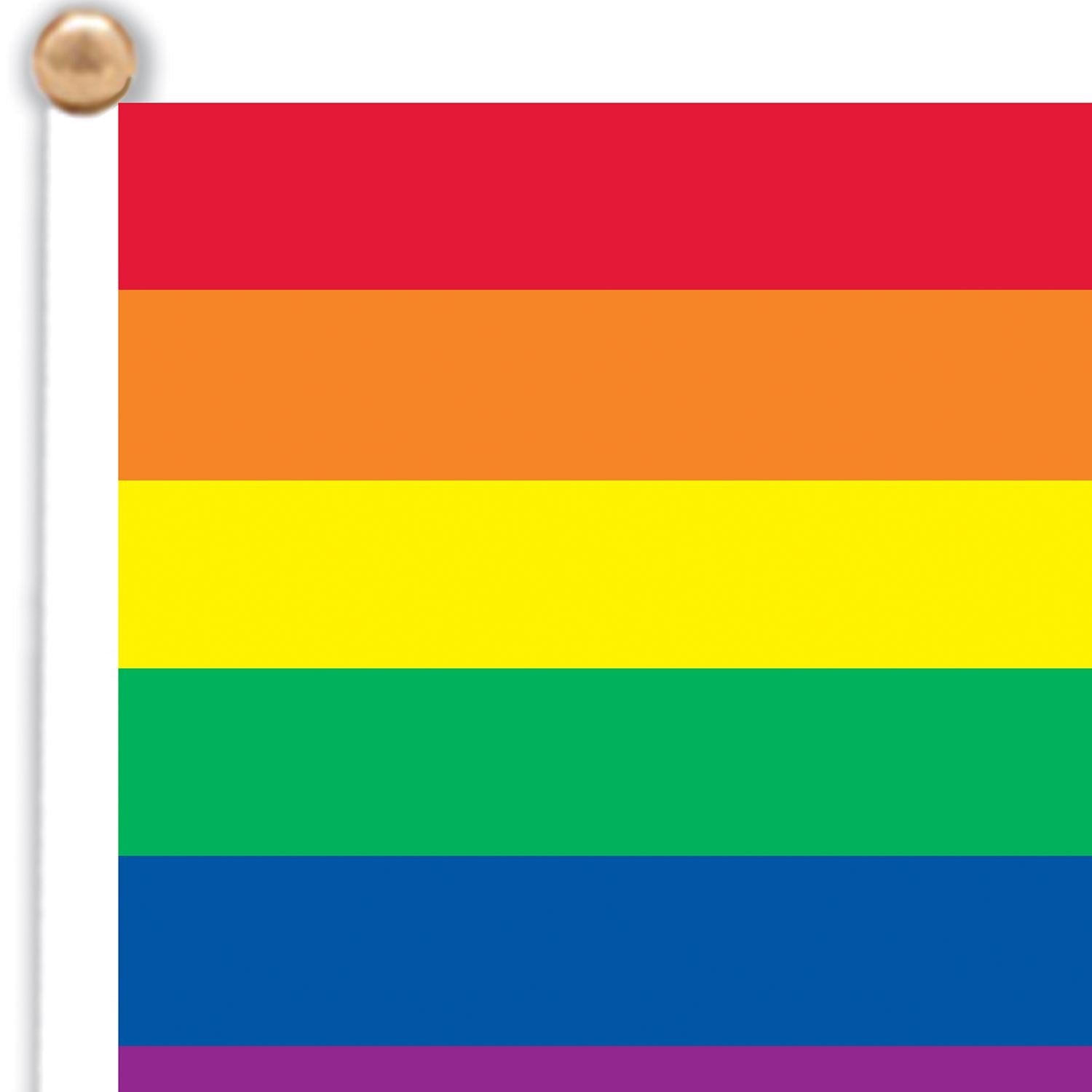 12 Pack Beistle 6 Inch Rainbow Party Flags - Colorful Fabric Decorative Banners for Birthday Celebrations, Pride Events & Festive Home Decor