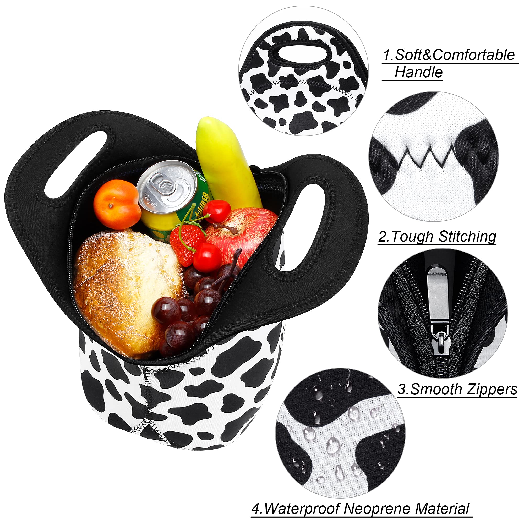 Insulated Neoprene Lunch Bag for Women & Men - Leakproof Washable Lunch Tote with Container Box - Lightweight Meal Prep Bag for Work, Office, School, Picnic & Outdoor Activities