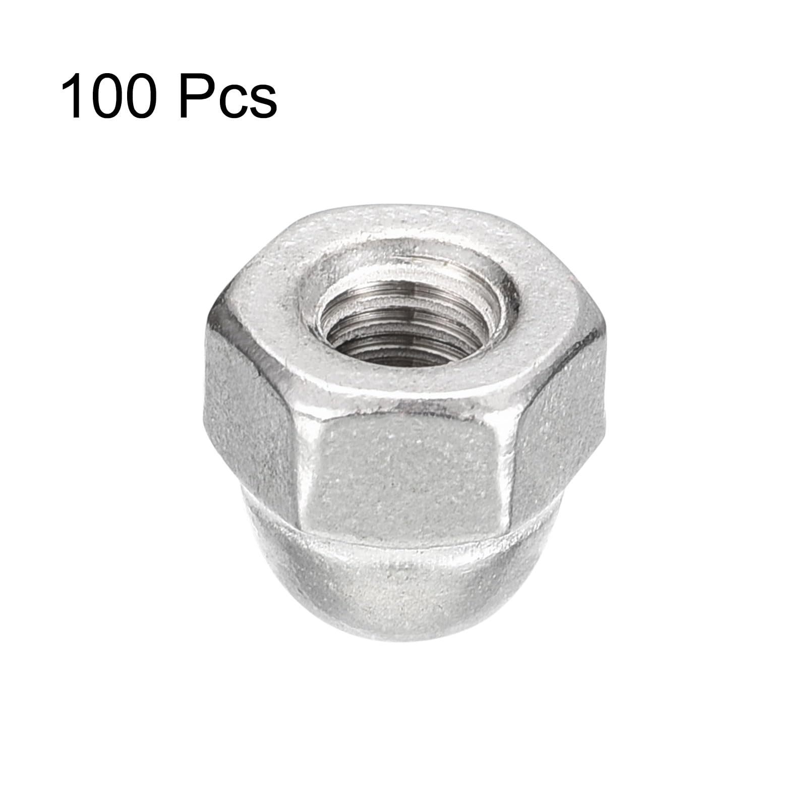 #10-32 Acorn Cap Nuts, 100pcs - 304 Stainless Steel Hex Dome Head Nuts for Fasteners, Silver - Perfect for Furniture Assembly, Automotive Repair & DIY Projects