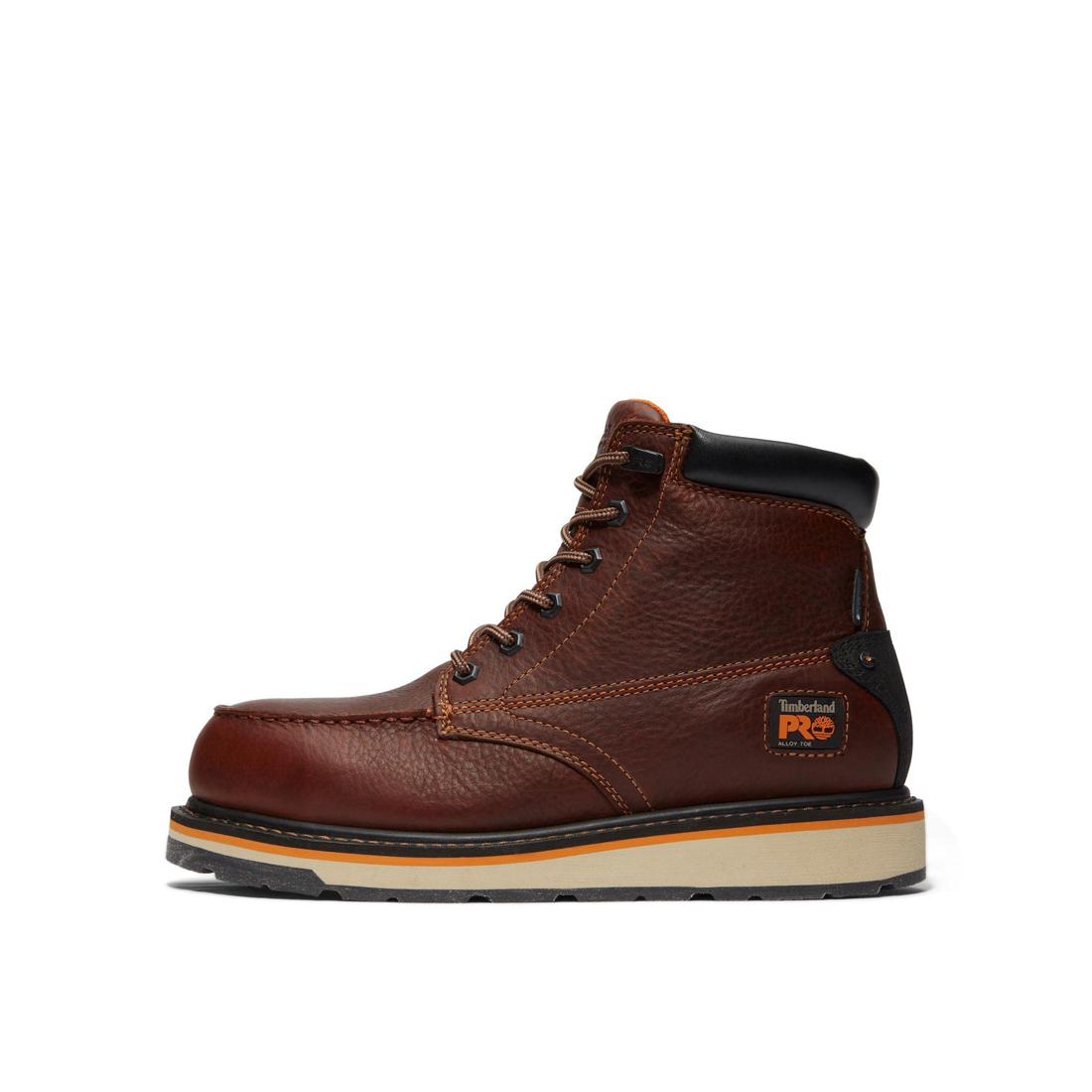 Gridworks 6 Inch Alloy Toe Waterproof Work Boots for Men - Slip Resistant Safety Shoes, Brown - Ideal for Construction, Warehouse & Outdoor Work