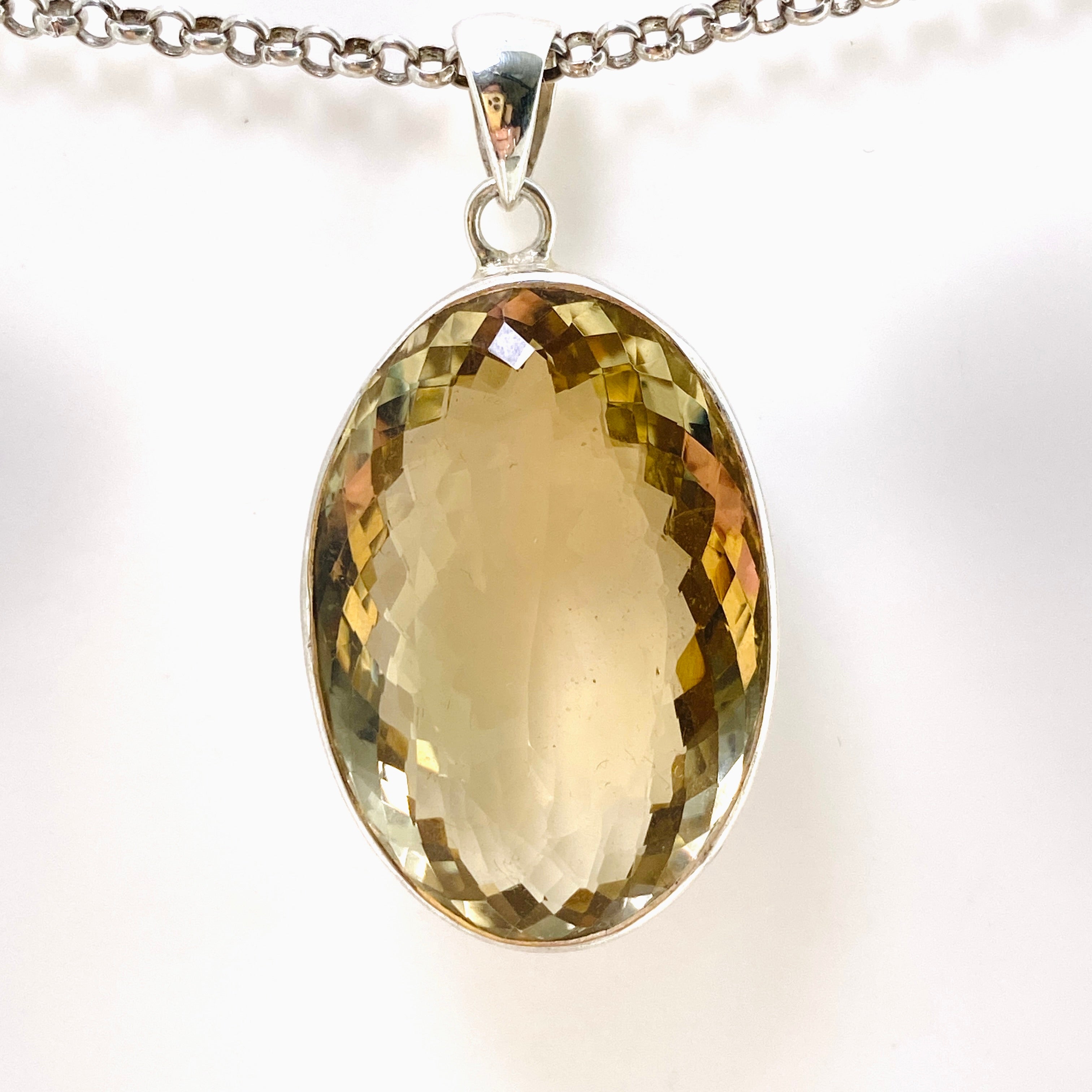 Smokey Lemon Quartz Oval Faceted Pendant Necklace - Natural Gemstone Jewelry for Women - Perfect for Everyday Wear, Gifts & Special Occasions
