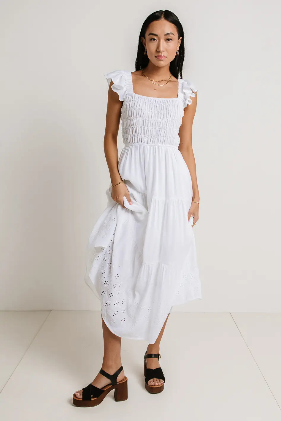 Maxton Midi Dress in White - Women's Elegant Summer Casual Dress for Beach, Party & Office Wear | Final Sale
