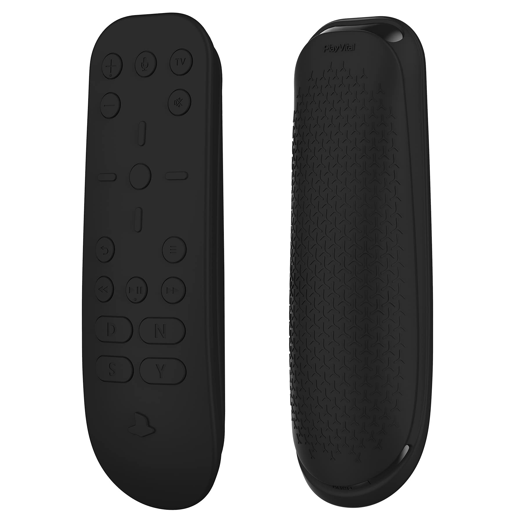 PlayVital Silicone Protective Case for PS5 Media Remote Cover - Shockproof Anti-Slip Full Body Protector Skin for Sony PlayStation 5 Remote Control (Black) - Perfect for Gaming, Home Entertainment & Travel Protection