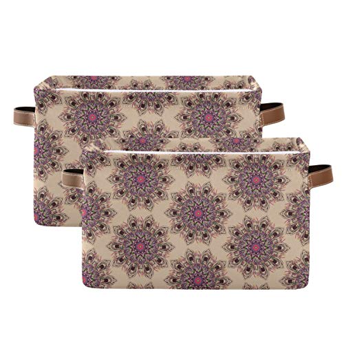 2-Pack Floral Decorative Storage Baskets - Collapsible Canvas Organizer Box for Laundry, Toys, Clothes | Perfect for Bedroom, Nursery & Gift Giving - Space-Saving Home Organization Solution