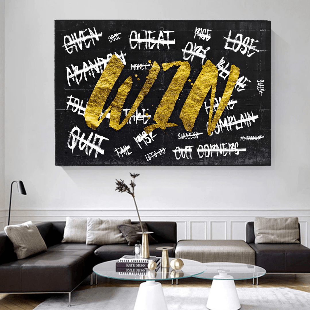 WIN Victory Motivational Canvas Wall Art - Inspirational Home & Office Decor for Living Room, Bedroom, or Workspace
