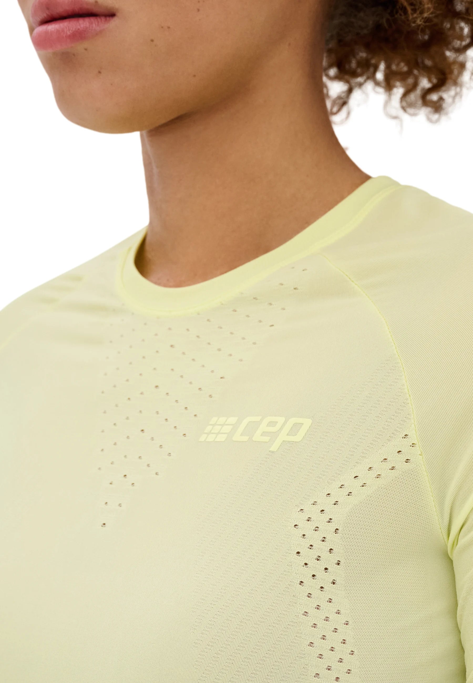 CEP Women's Ultralight Seamless Running Shirt - Short Sleeve Moisture-Wicking Top V2 in Lime Green | Perfect for Gym, Yoga & Outdoor Sports